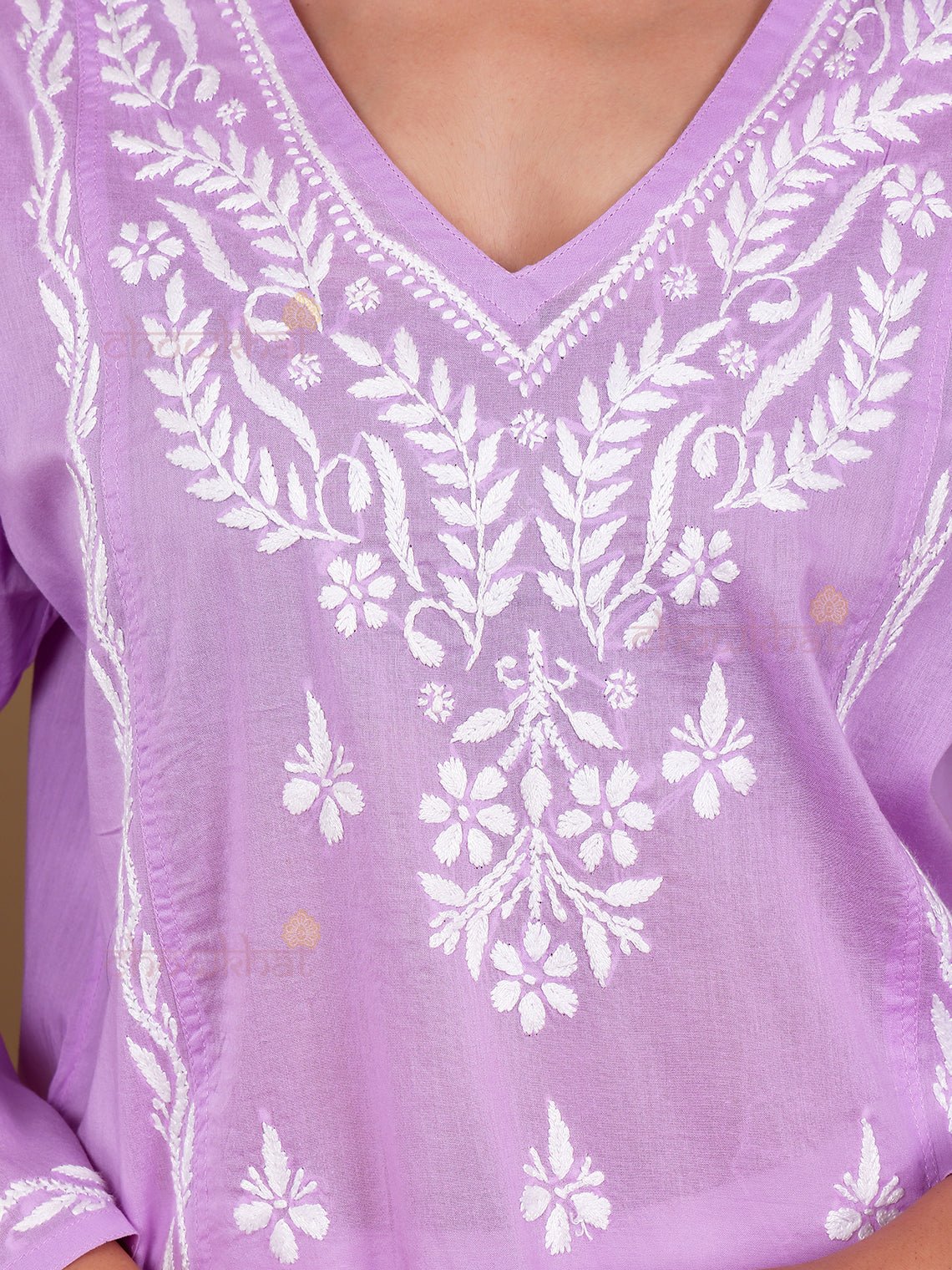 Aasma Mul Cotton Chikankari Long Kurti - Chowkhat Lifestyle