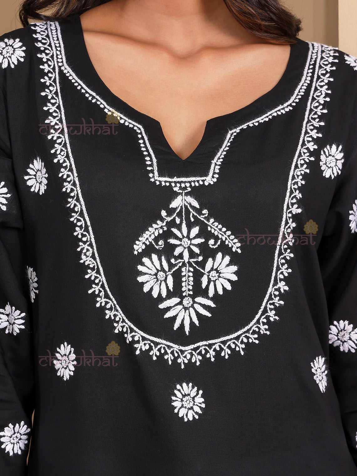 Zainab Premium Modal Chikankari Long Kurti - Chowkhat Lifestyle