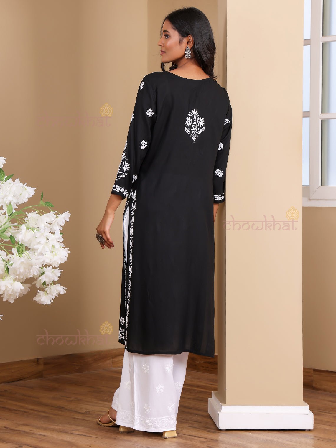 Zainab Premium Modal Chikankari Long Kurti - Chowkhat Lifestyle
