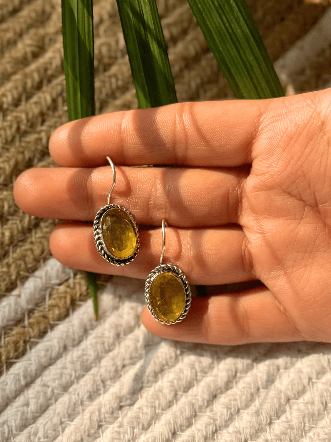 Hanging German Silver Stone Earrings - Chowkhat Lifestyle