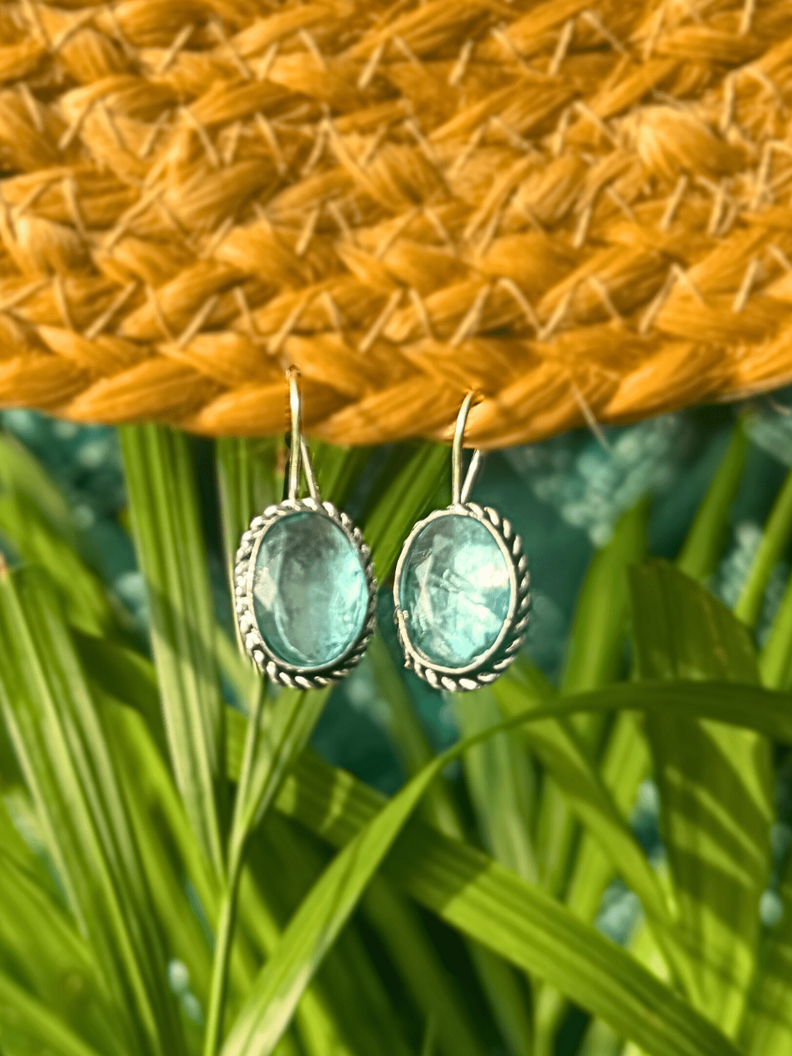 Hanging German Silver Stone Earrings - Chowkhat Lifestyle