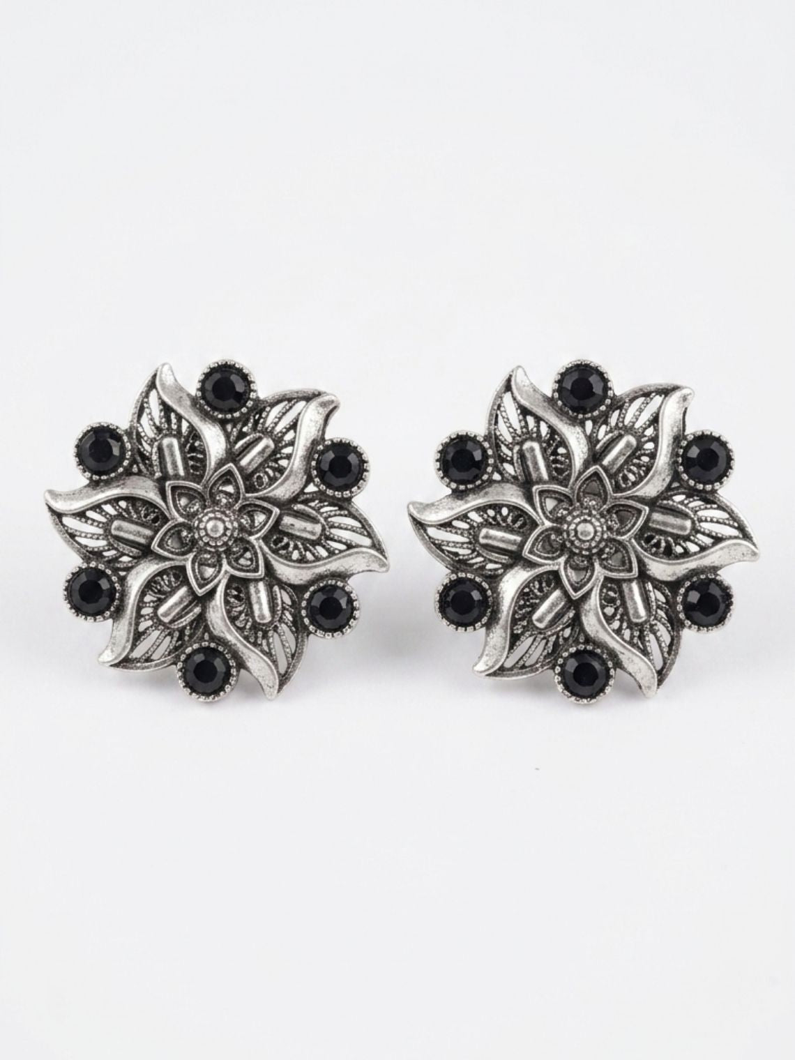 Flower German Oxidised Earrings - Chowkhat Lifestyle