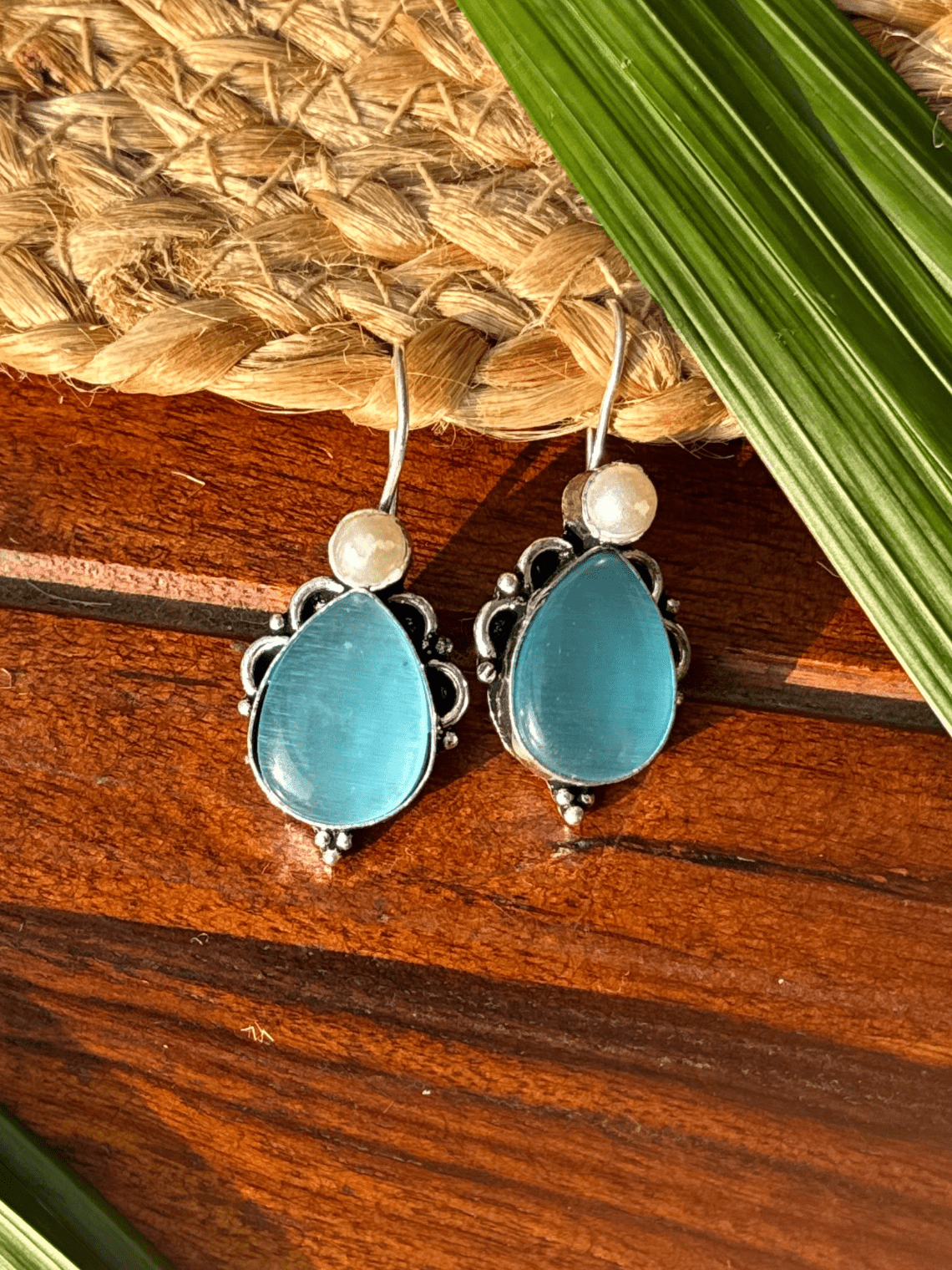 German Silver Hanging Pearl Earrings - Chowkhat Lifestyle