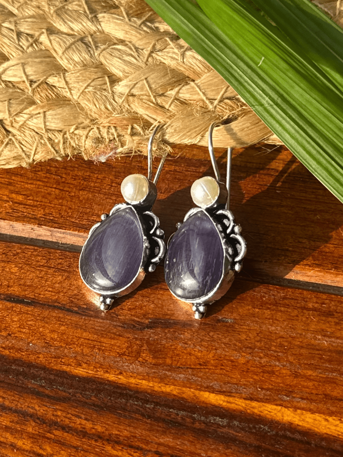 German Silver Hanging Pearl Earrings - Chowkhat Lifestyle