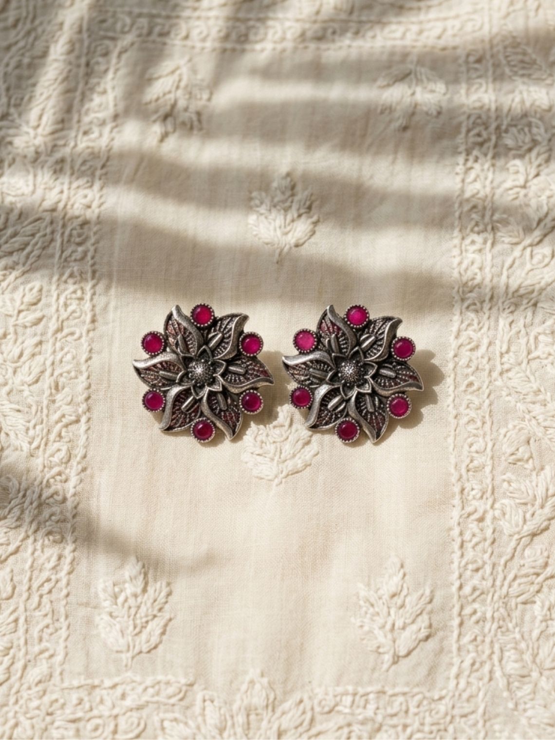 Flower German Oxidised Earrings - Chowkhat Lifestyle