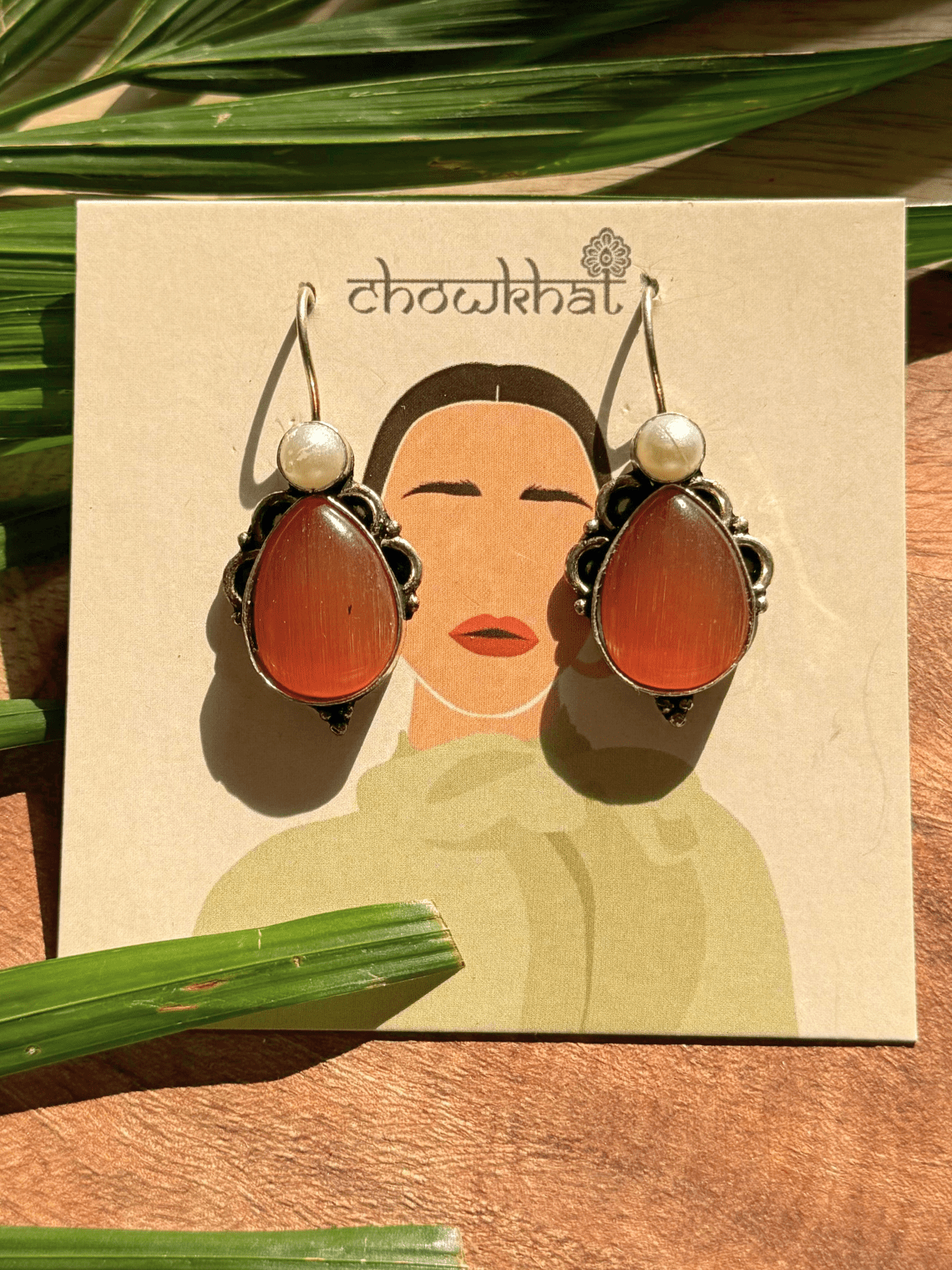 German Silver Hanging Pearl Earrings - Chowkhat Lifestyle
