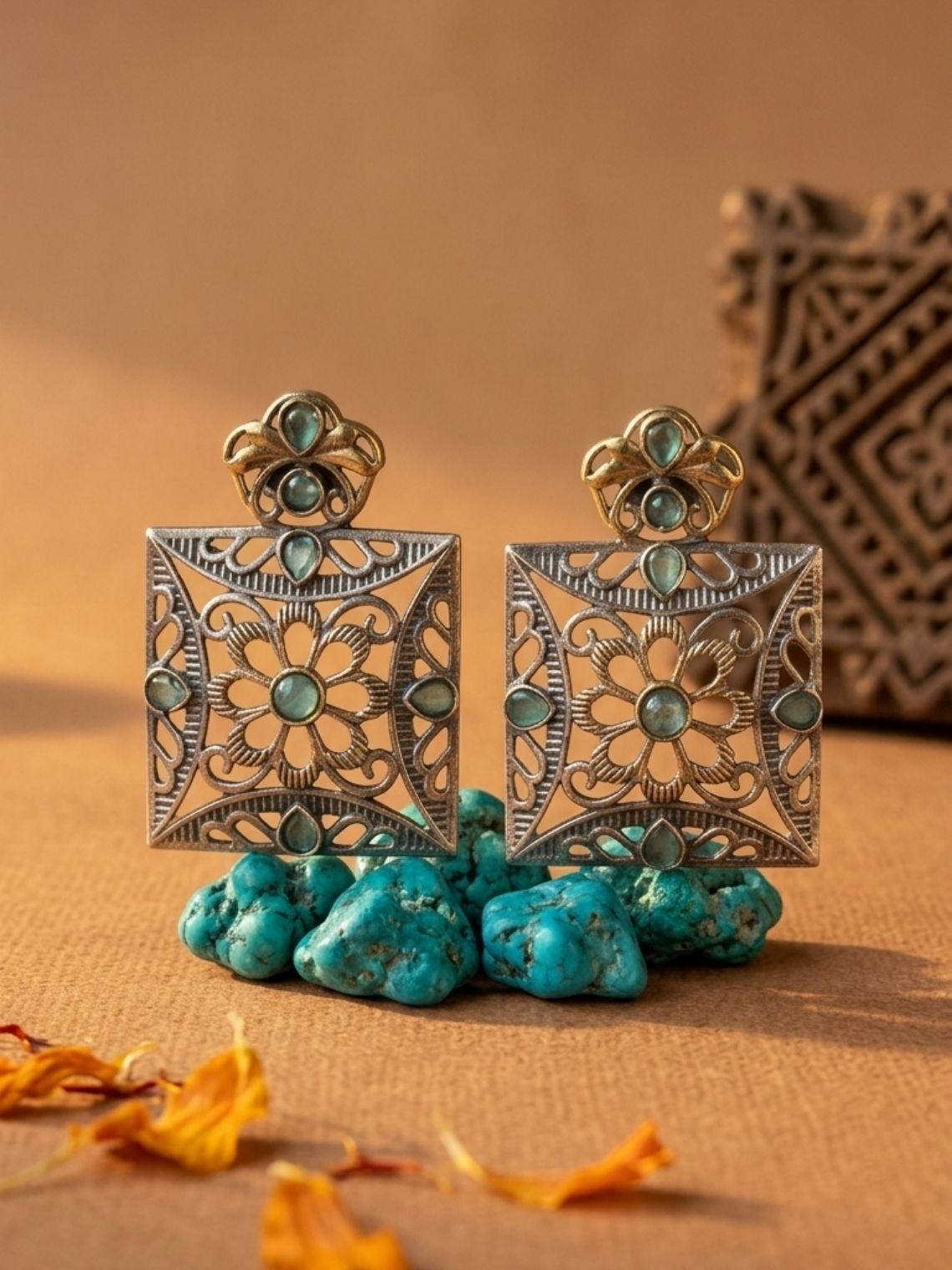 Dual Tone Charm Oxidised Earrings - Chowkhat Lifestyle