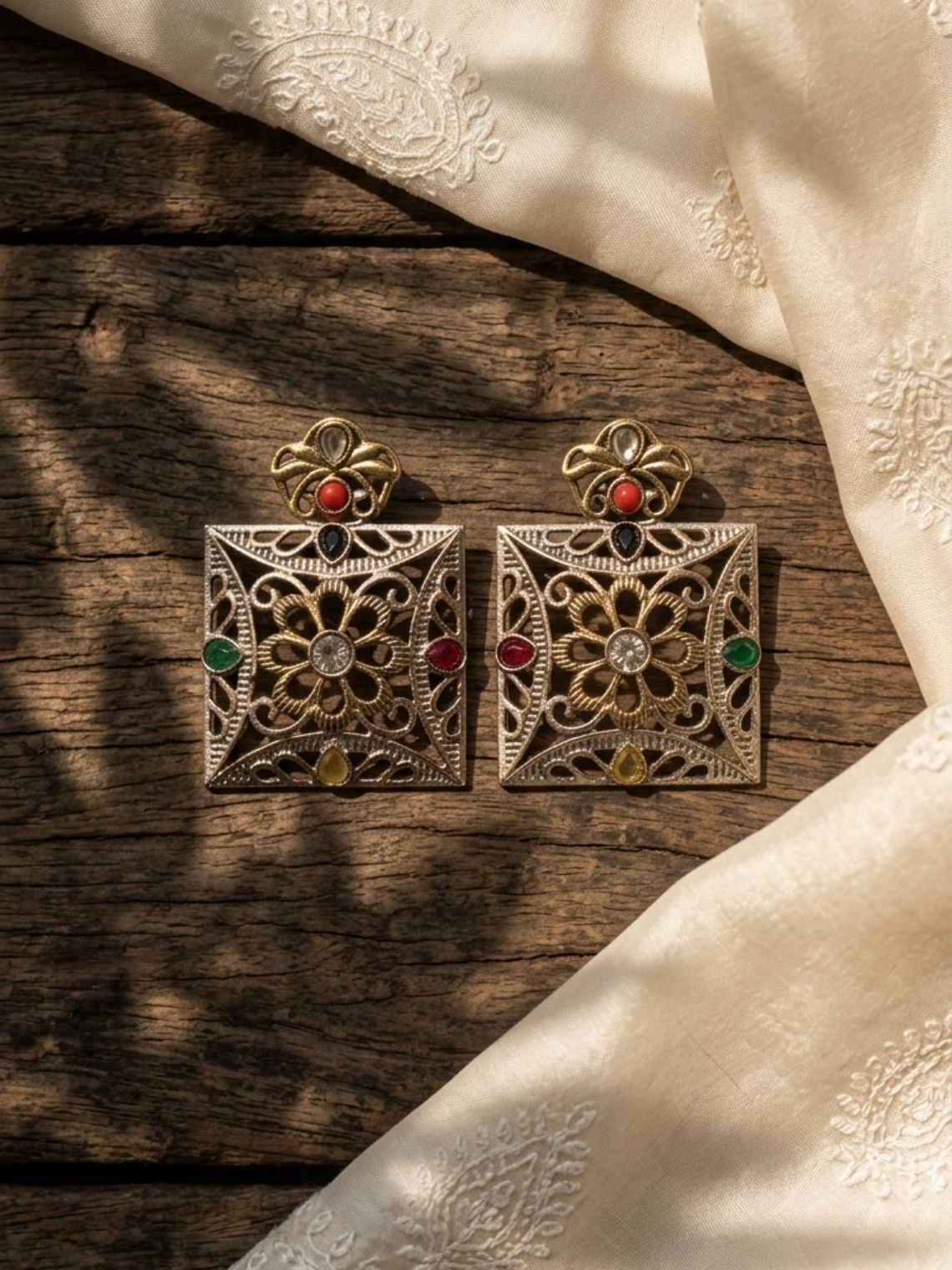Dual Tone Charm Oxidised Earrings - Chowkhat Lifestyle