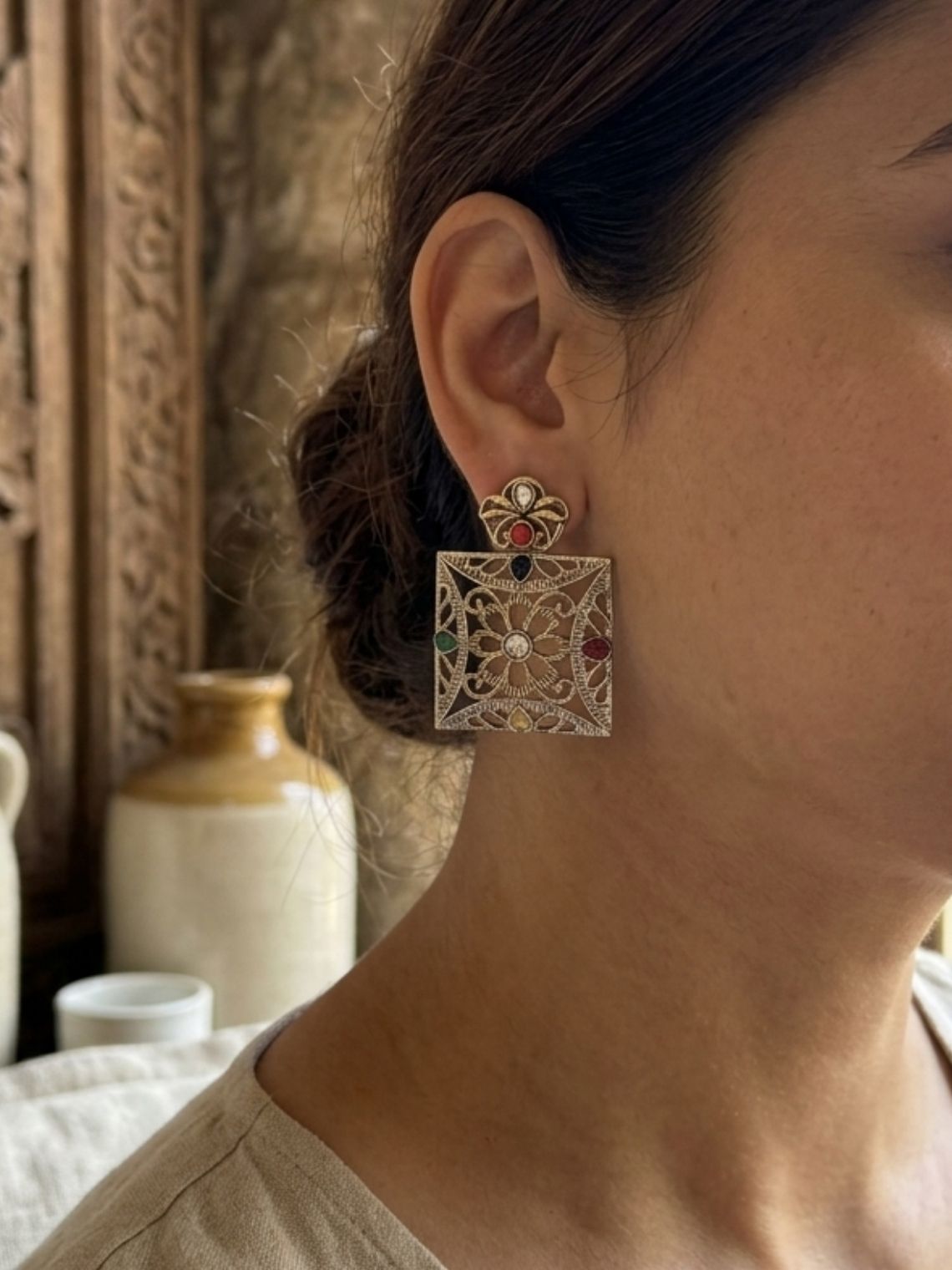 Dual Tone Charm Oxidised Earrings - Chowkhat Lifestyle