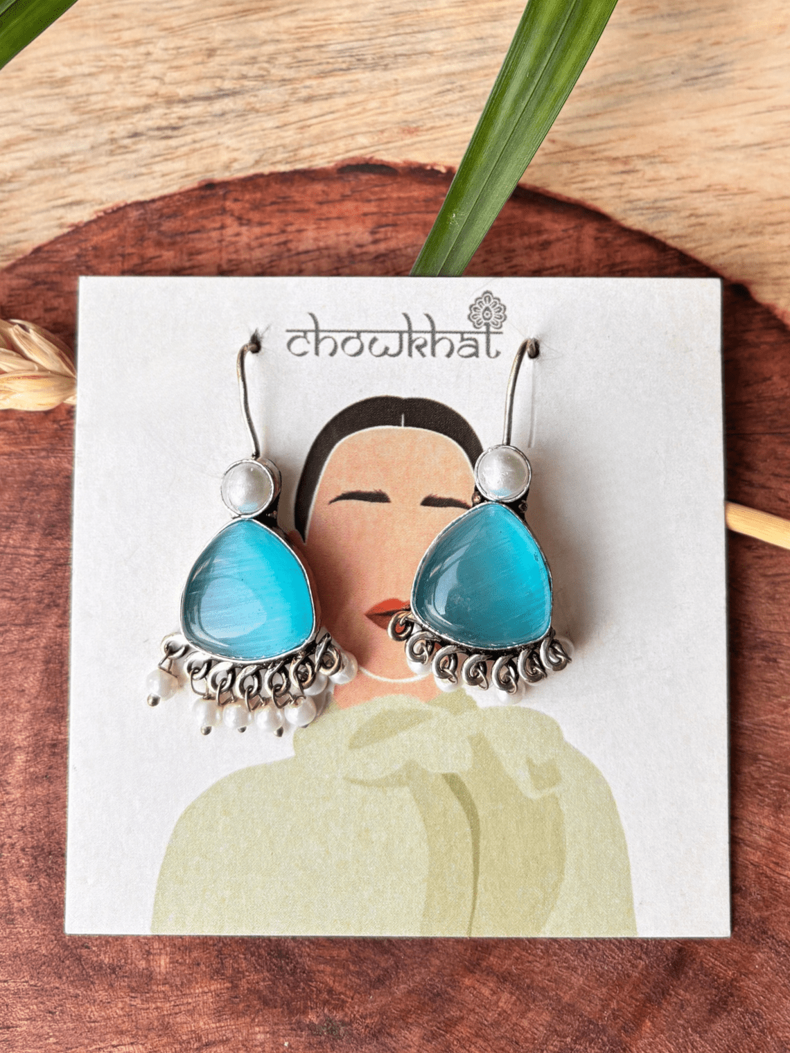 German Silver Hanging Pearl Earrings - Chowkhat Lifestyle