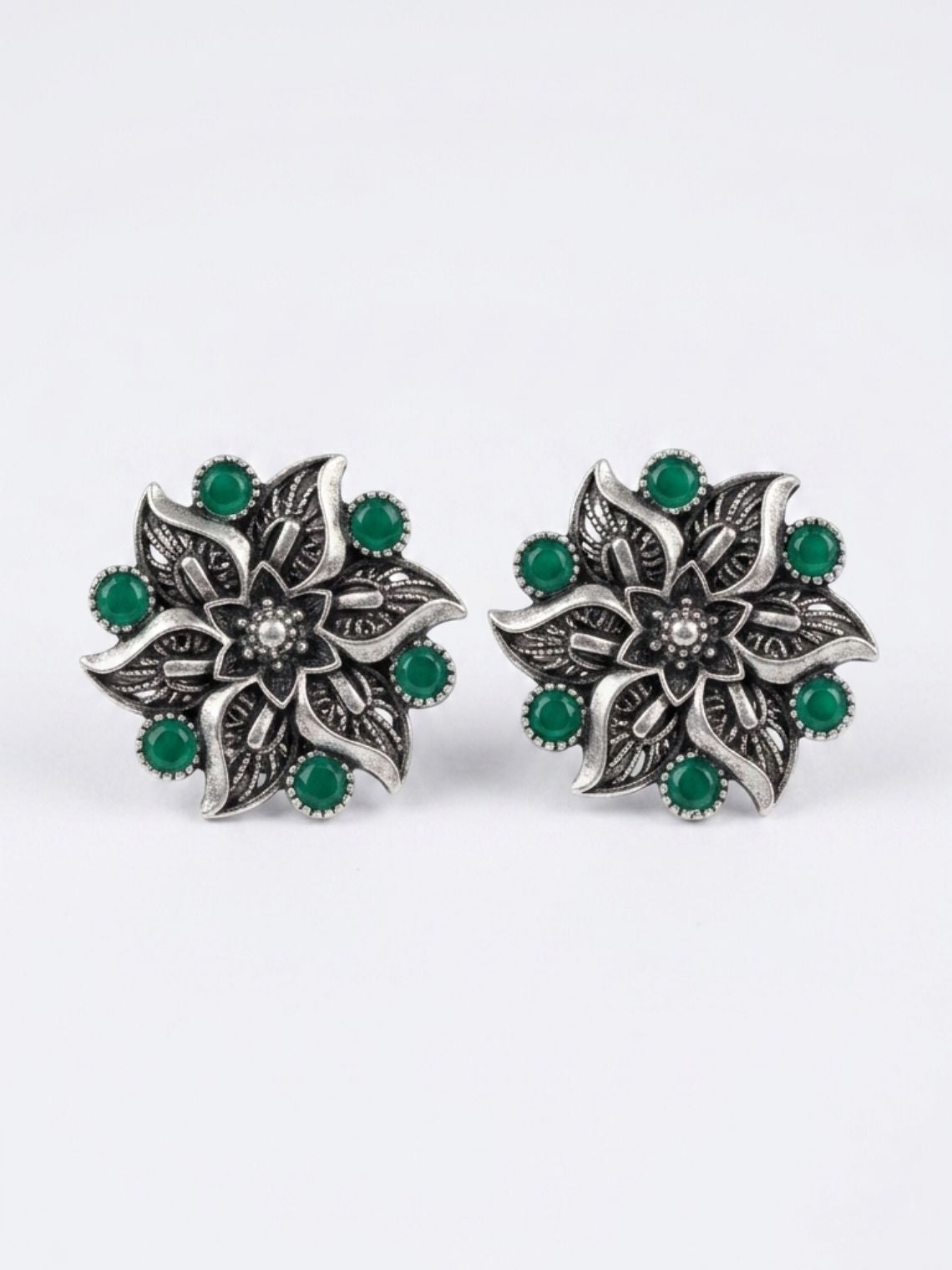 Flower German Oxidised Earrings