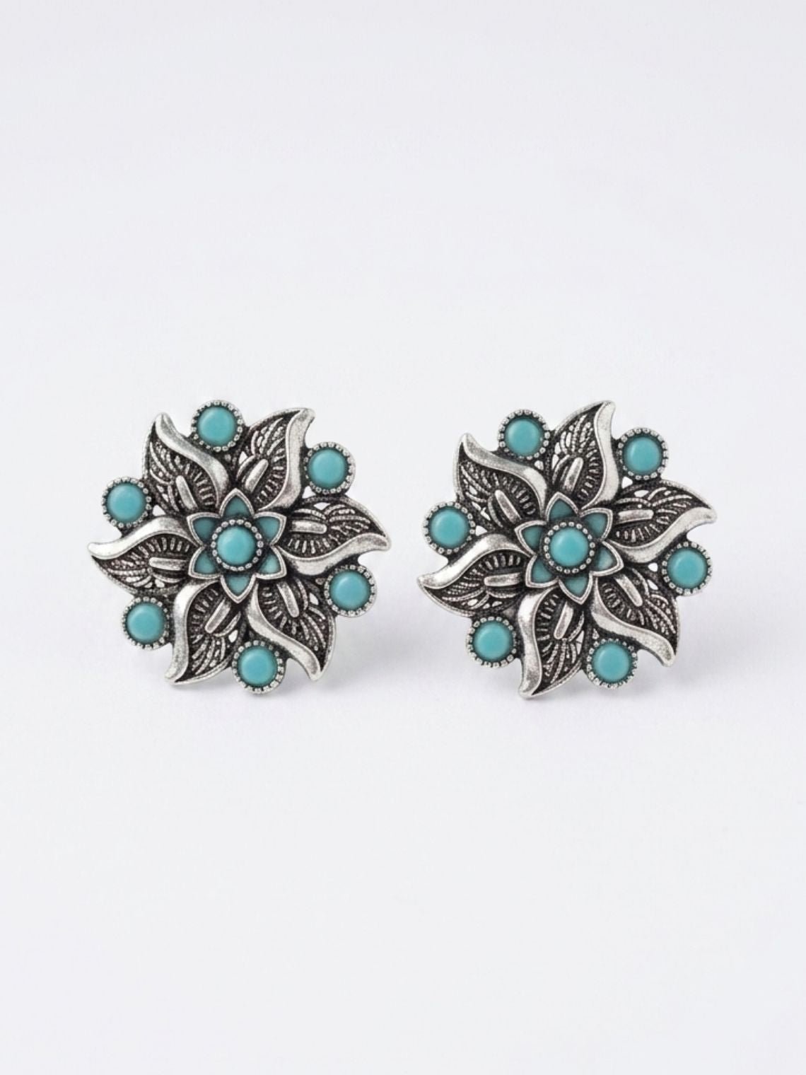 Flower German Oxidised Earrings - Chowkhat Lifestyle