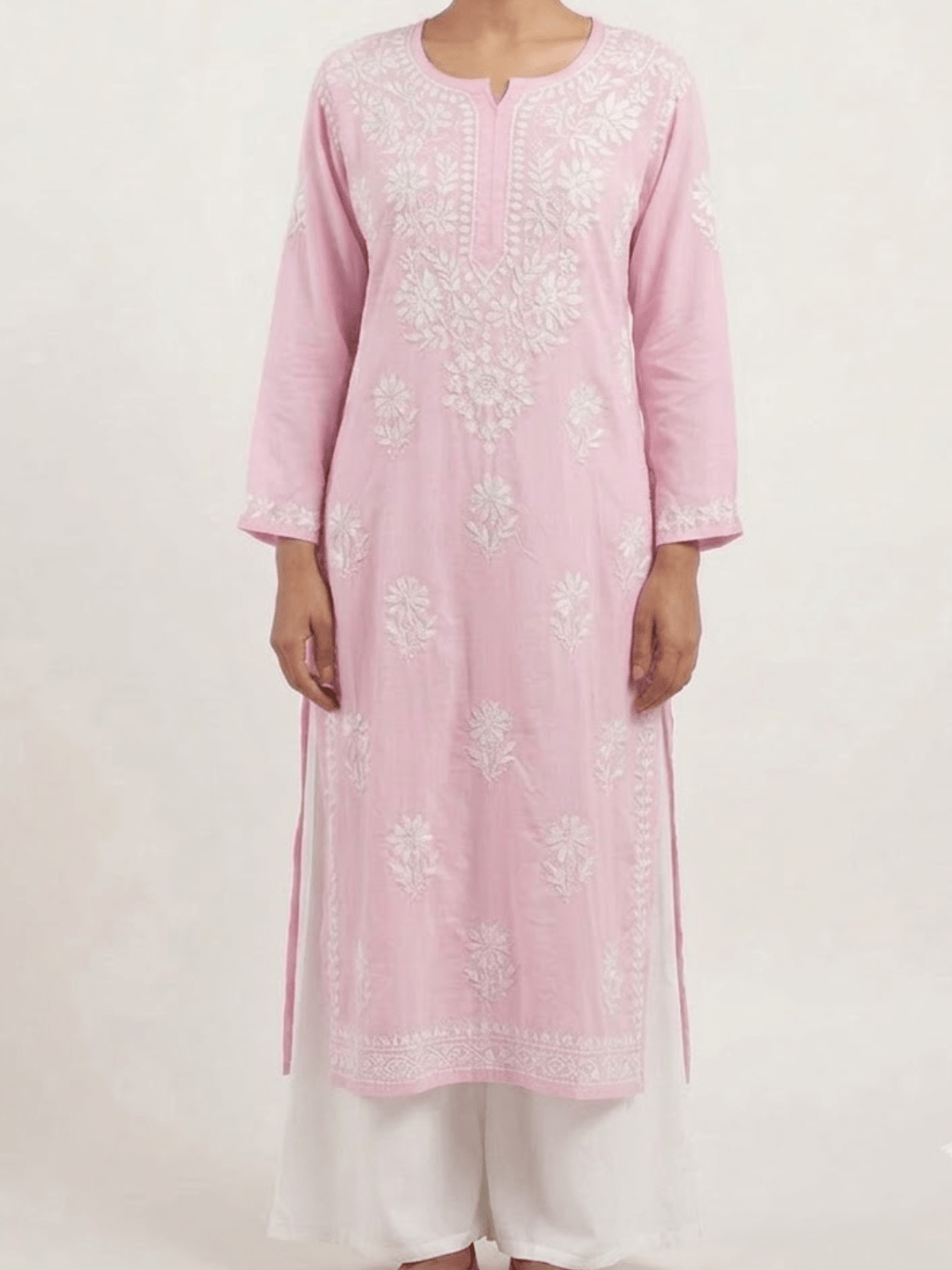 Krisha Modal Straight Long Chikankari Kurti - Chowkhat Lifestyle