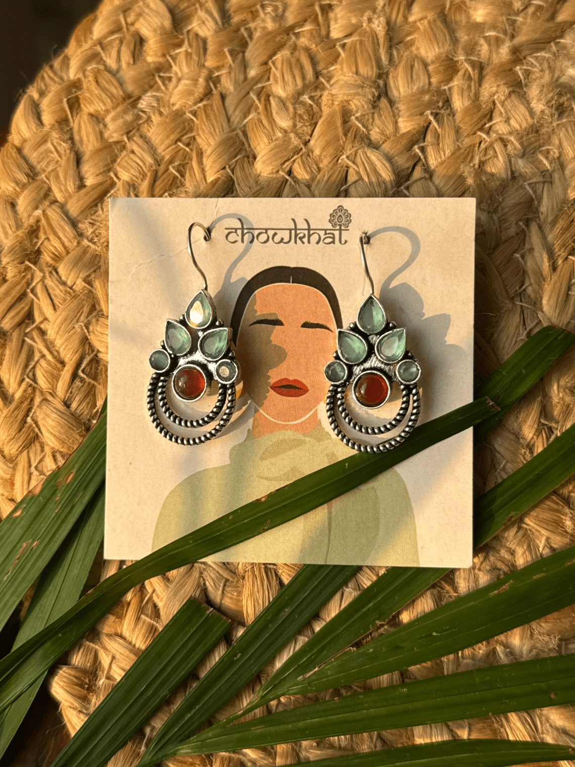 Polki German Silver Earrings with Pearl - Chowkhat Lifestyle