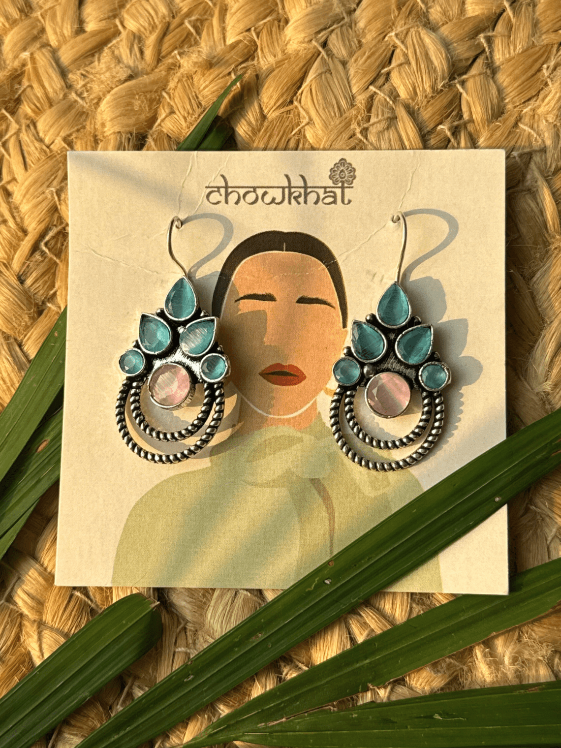 Polki German Silver Earrings with Pearl - Chowkhat Lifestyle