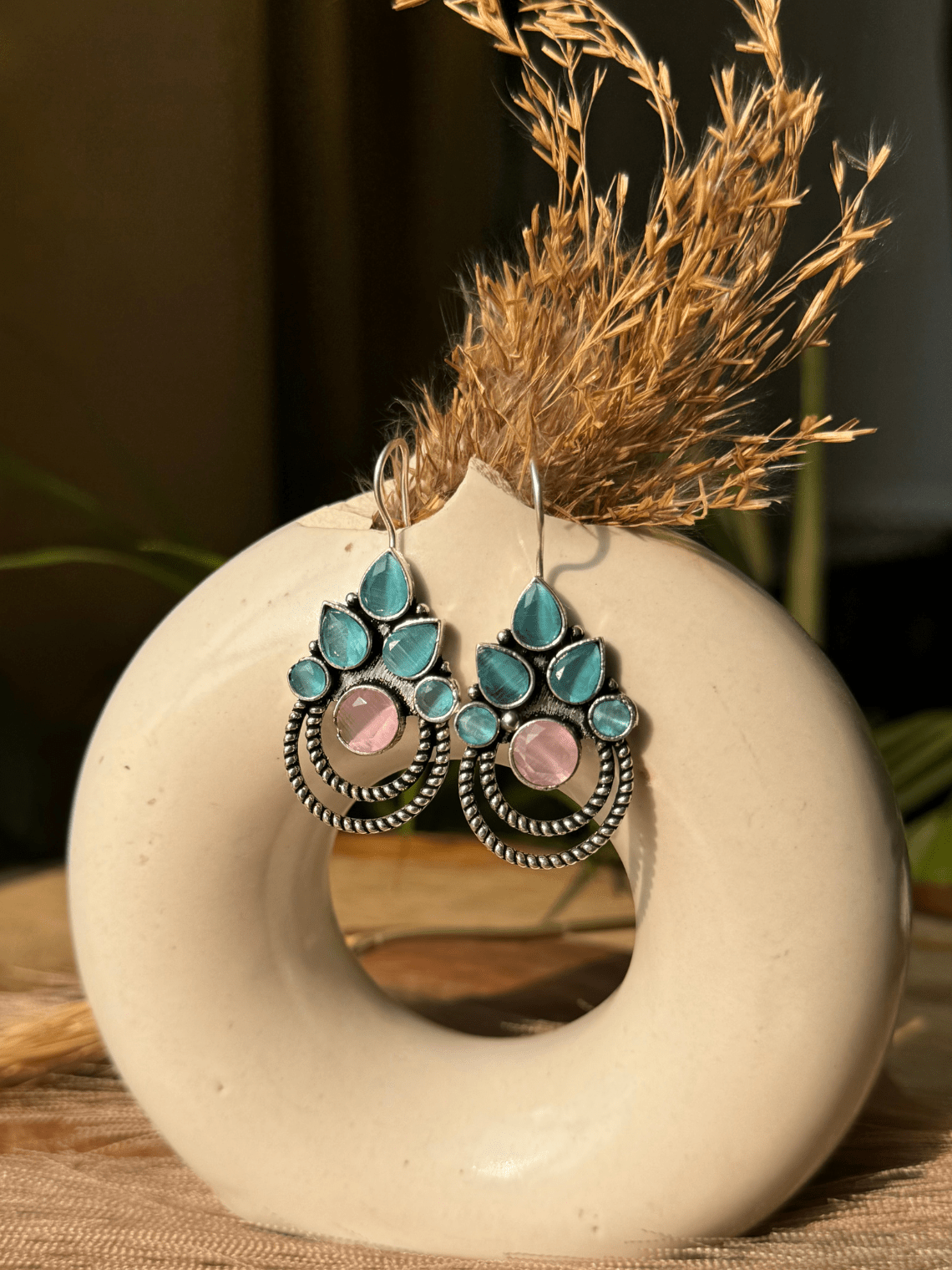 Polki German Silver Earrings with Pearl - Chowkhat Lifestyle