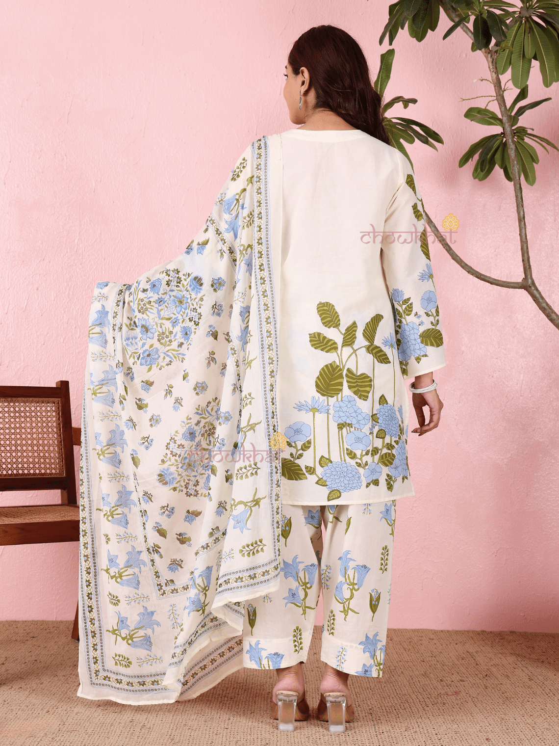 Avika Hand Printed Pure Cotton 3 Piece Stitched Suit Set with Dupatta - Chowkhat Lifestyle