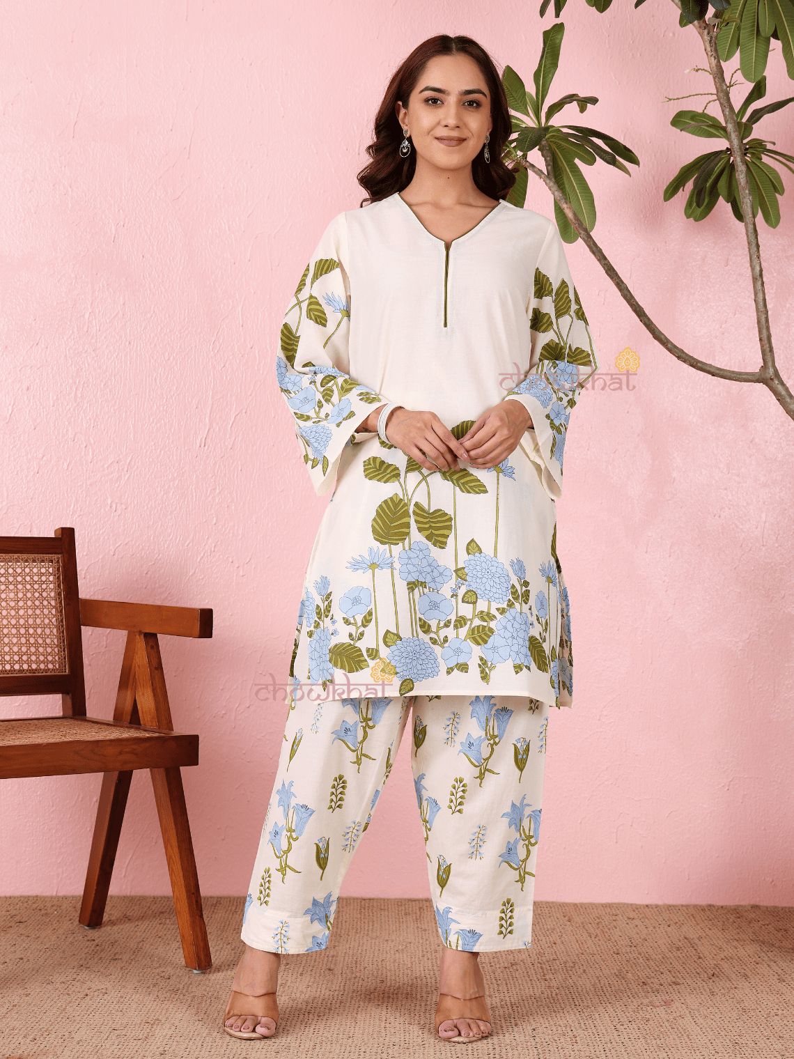 Avika Hand Printed Pure Cotton 3 Piece Stitched Suit Set with Dupatta - Chowkhat Lifestyle