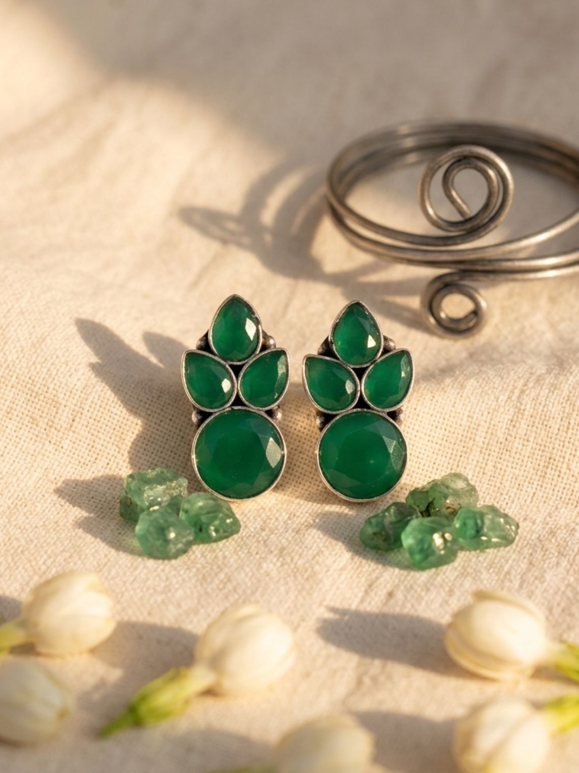 Classic Stone Oxidised Earrings