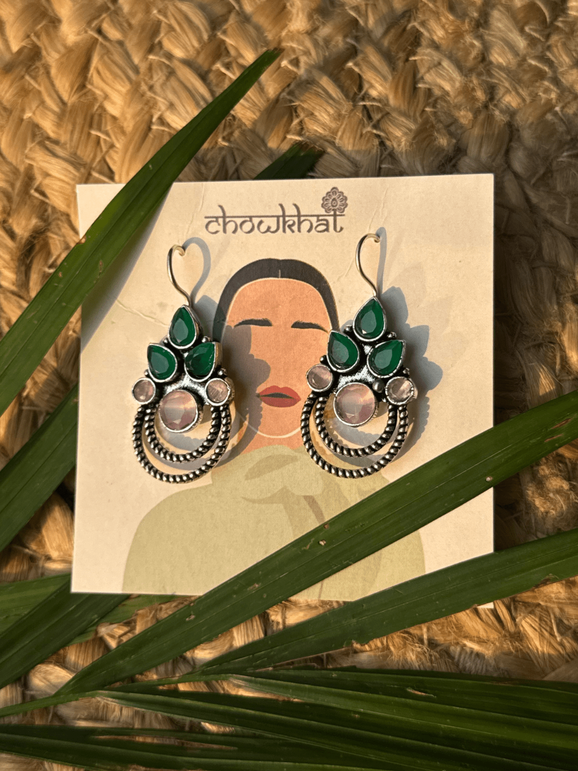 Polki German Silver Earrings with Pearl - Chowkhat Lifestyle
