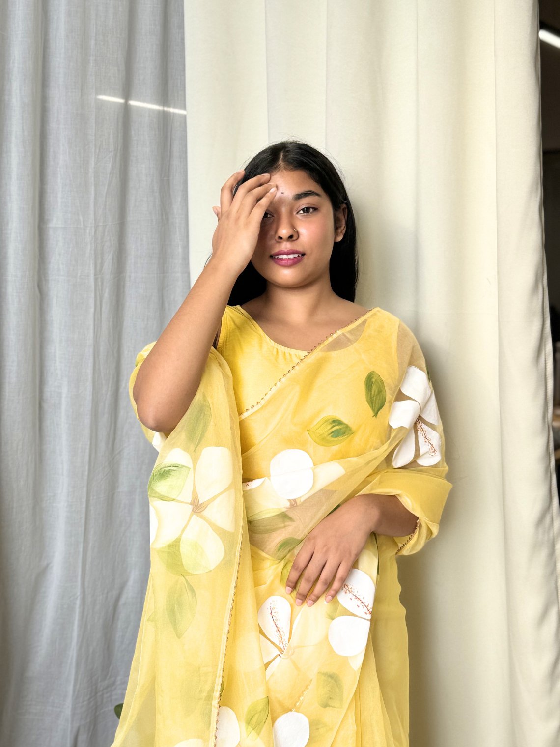 Meraki Hand Painted Organza Saree - Chowkhat Lifestyle