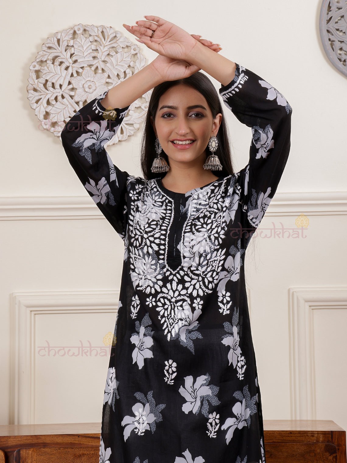Hayat Mul Cotton Chikankari Kurti - Chowkhat Lifestyle