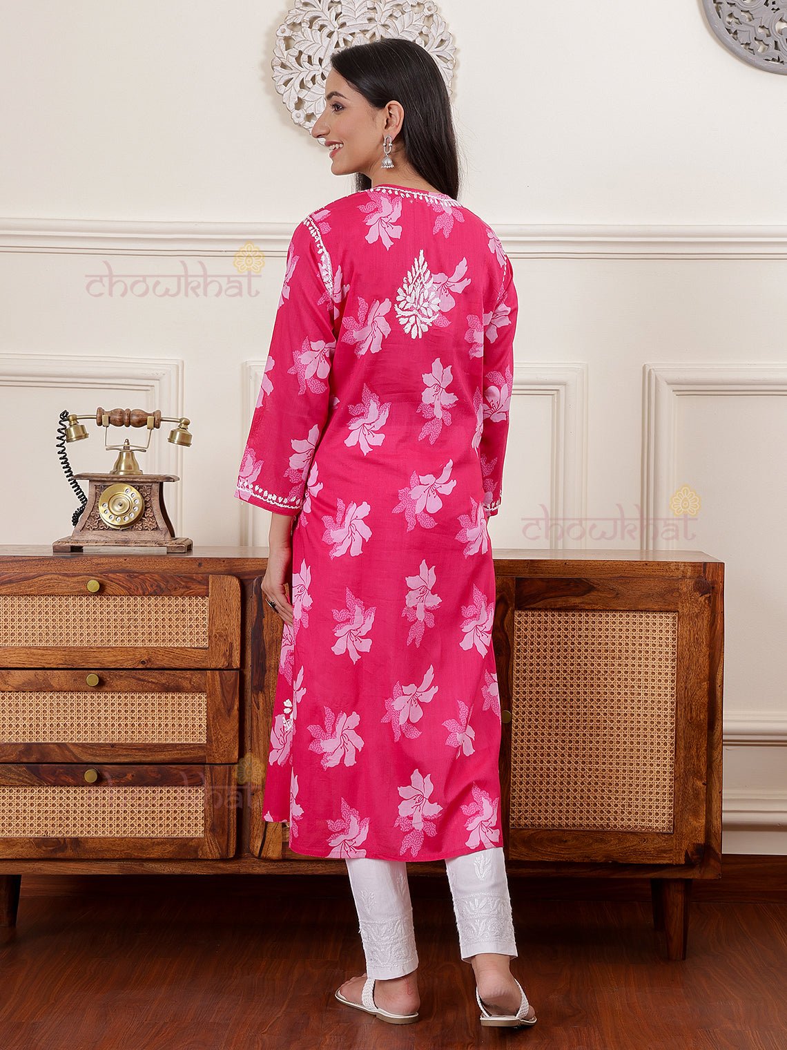 Hayat Mul Cotton Chikankari Kurti - Chowkhat Lifestyle