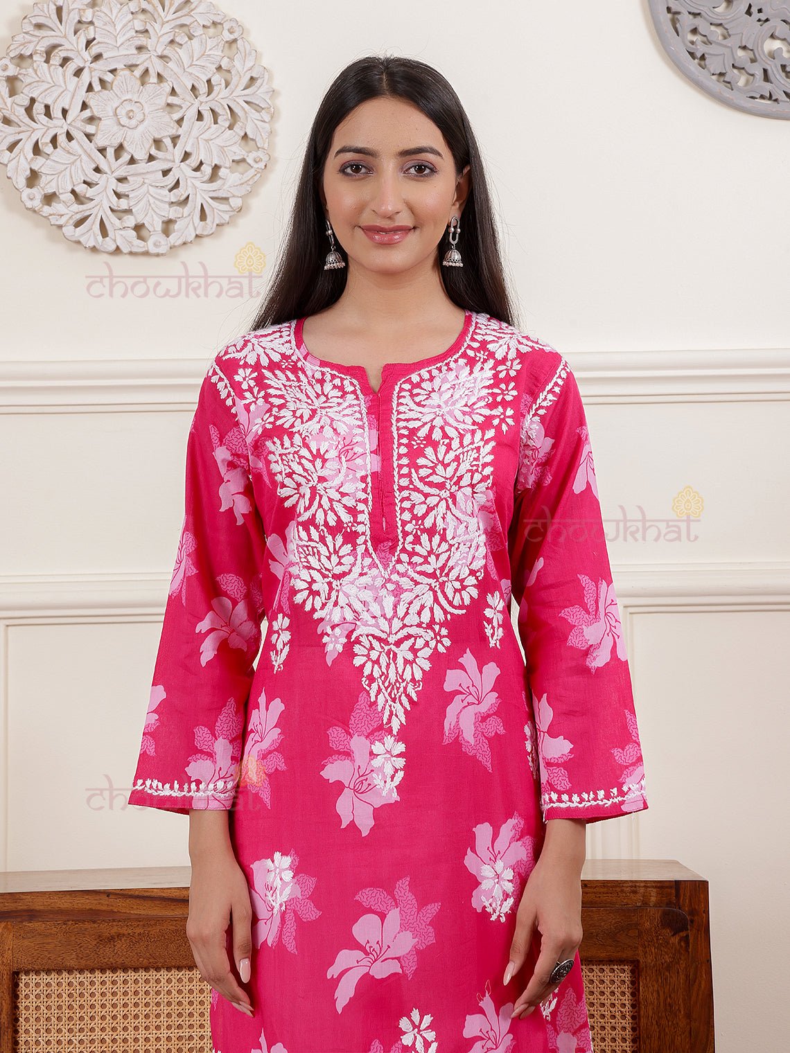 Hayat Mul Cotton Chikankari Kurti - Chowkhat Lifestyle