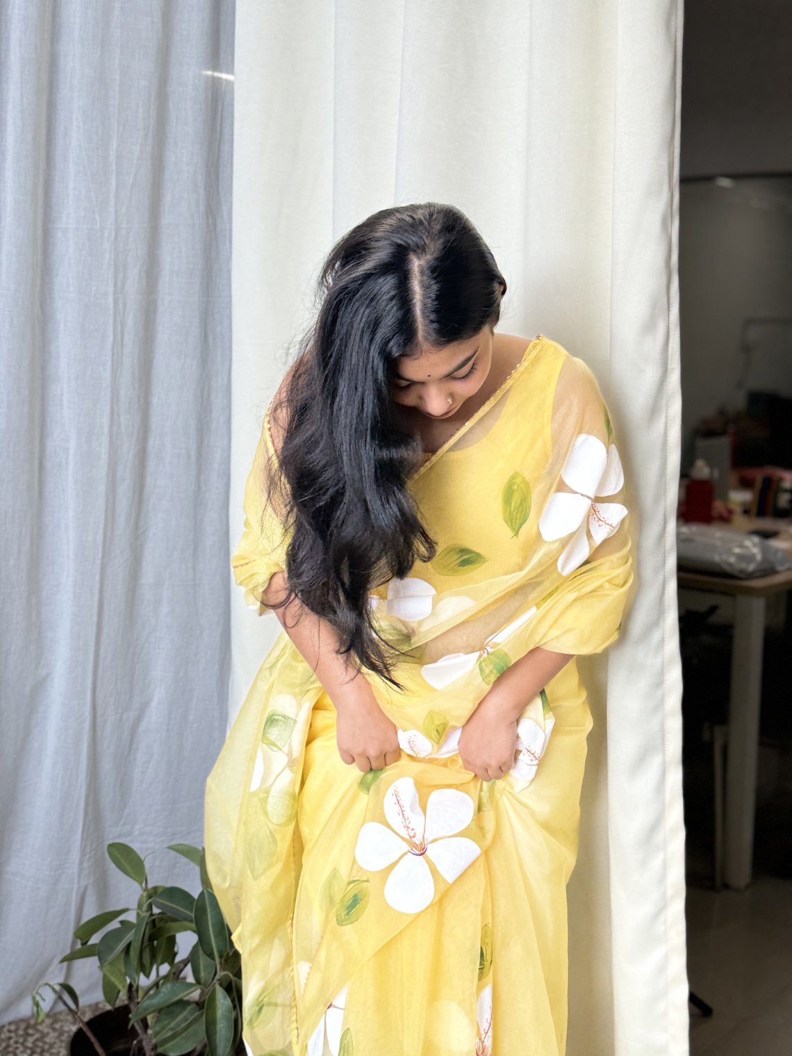 Meraki Hand Painted Organza Saree - Chowkhat Lifestyle