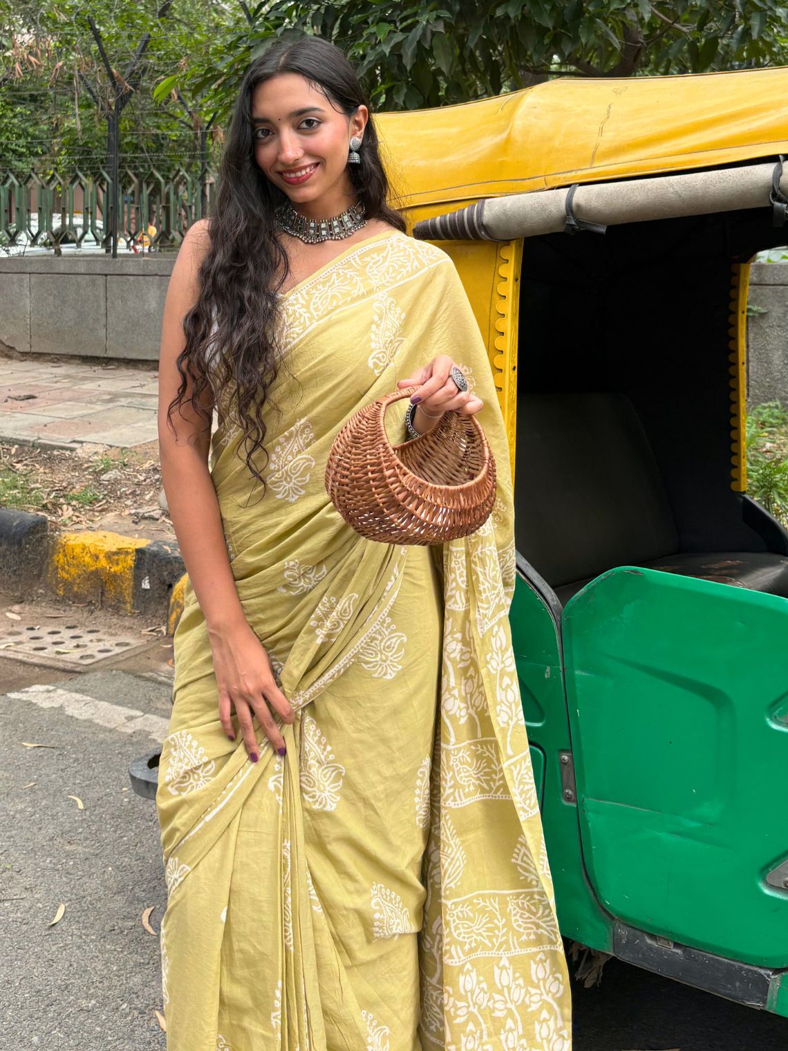 Dhani Pre- Draped Hand Block Mul Cotton Saree - Chowkhat Lifestyle