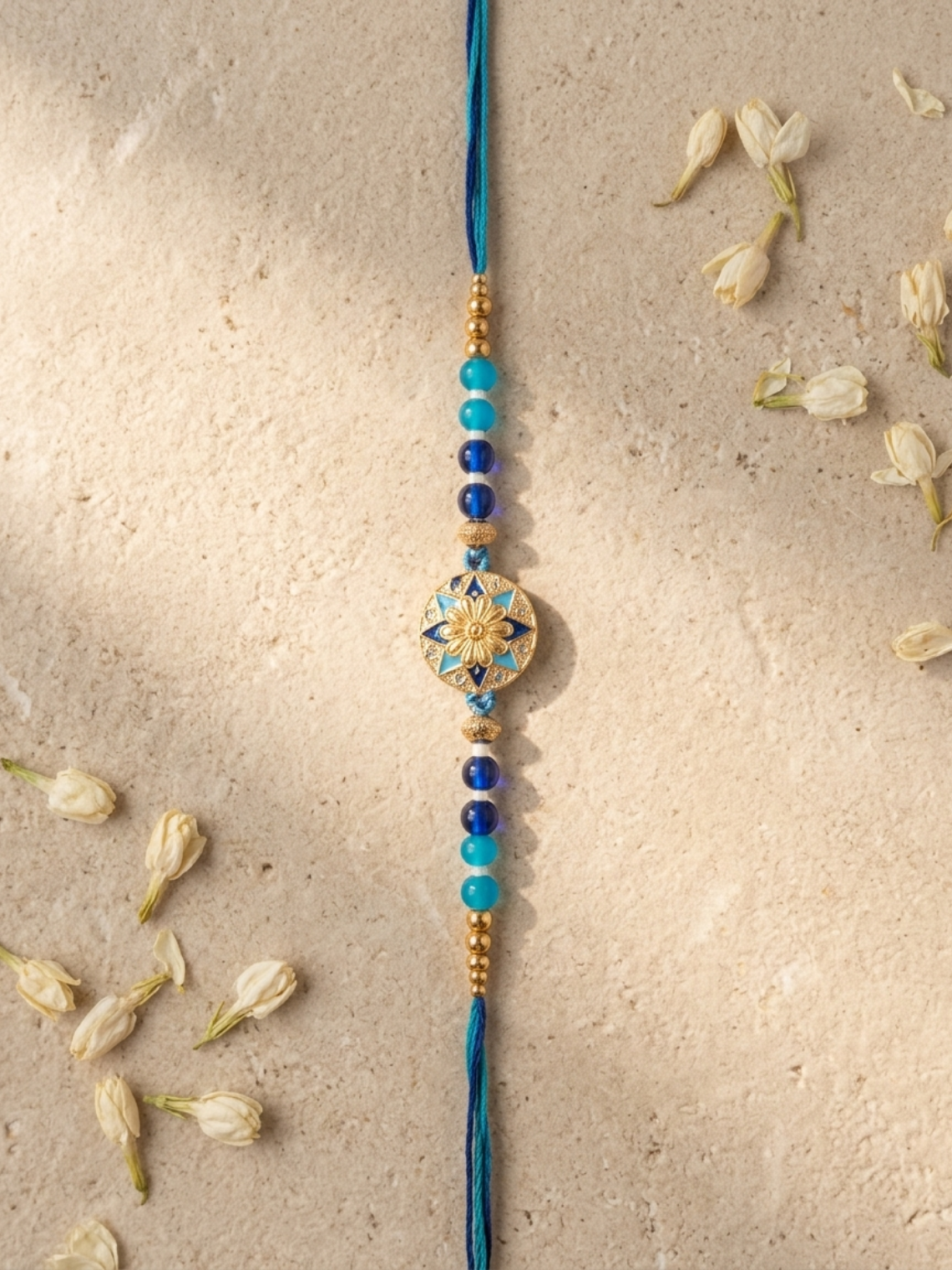 Kundan Handcrafted Rakhi - Blue