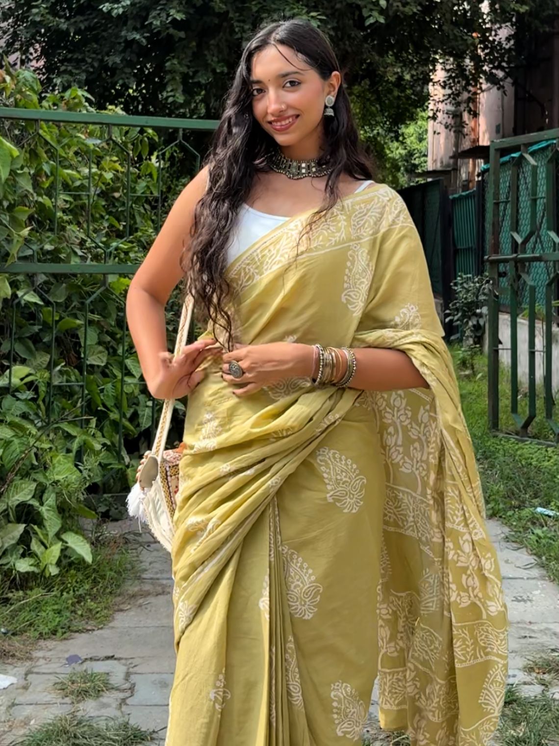 Dhani Pre- Draped Hand Block Mul Cotton Saree - Chowkhat Lifestyle