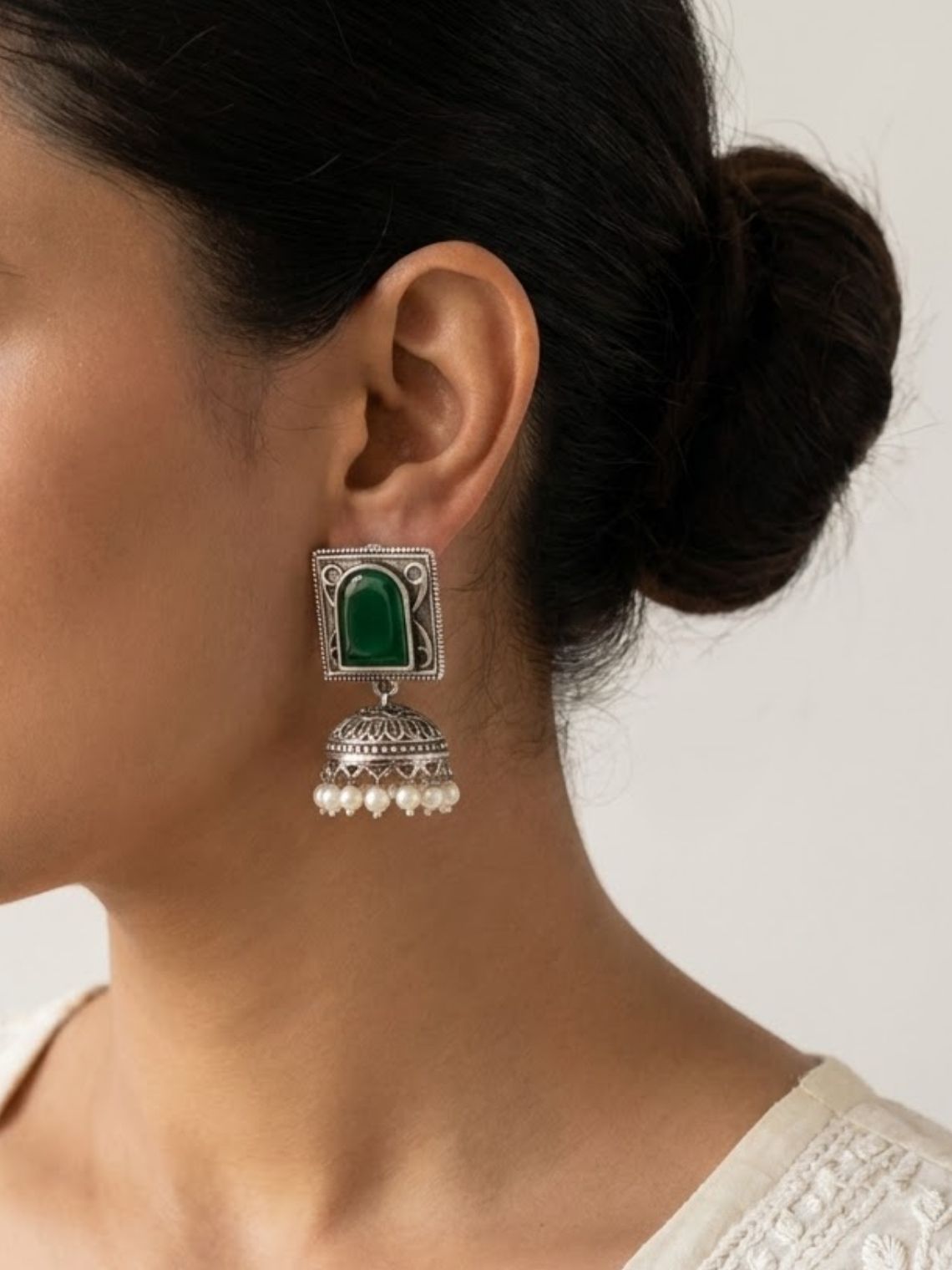Ember Square German Silver Jhumki Earrings - Chowkhat Lifestyle