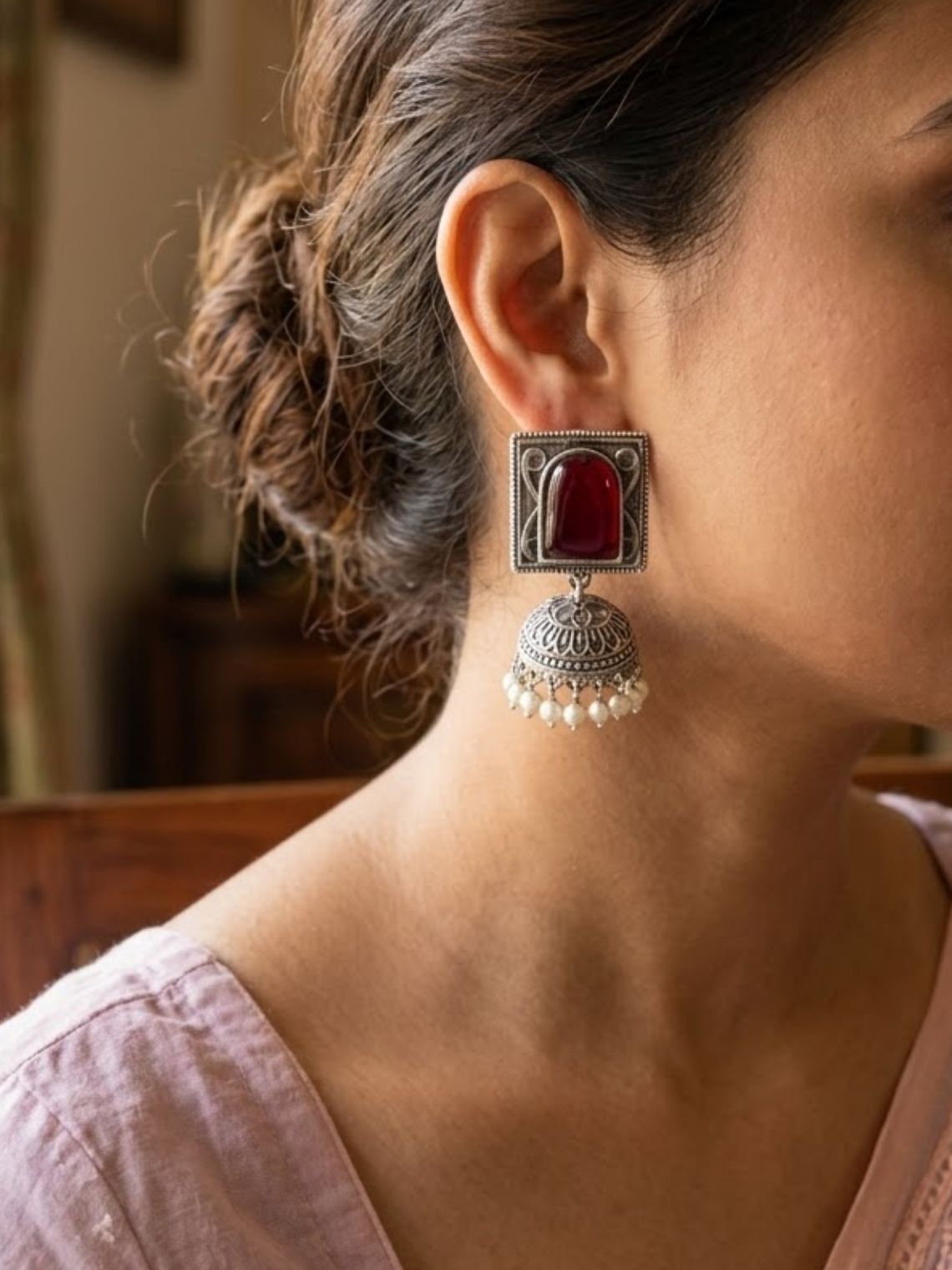 Ember Square German Silver Jhumki Earrings - Chowkhat Lifestyle