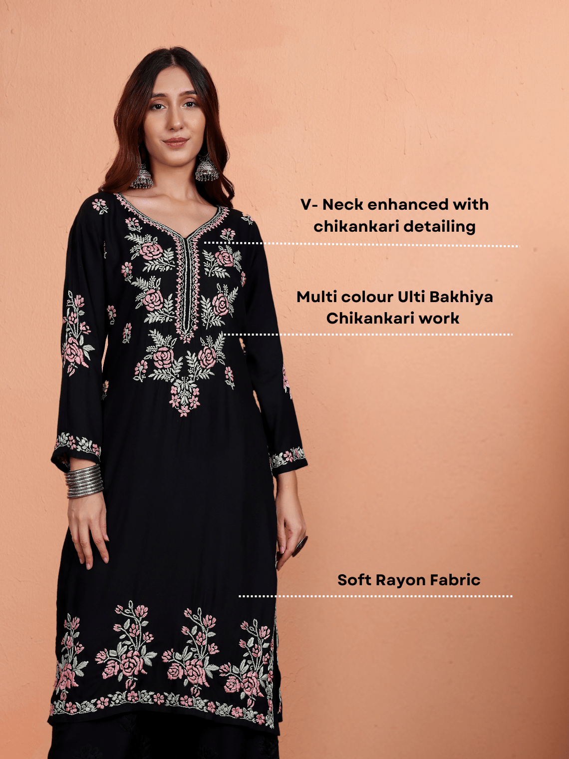 Irya Premium Rayon Straight Multi Color Chikankari Kurti - Chowkhat Lifestyle