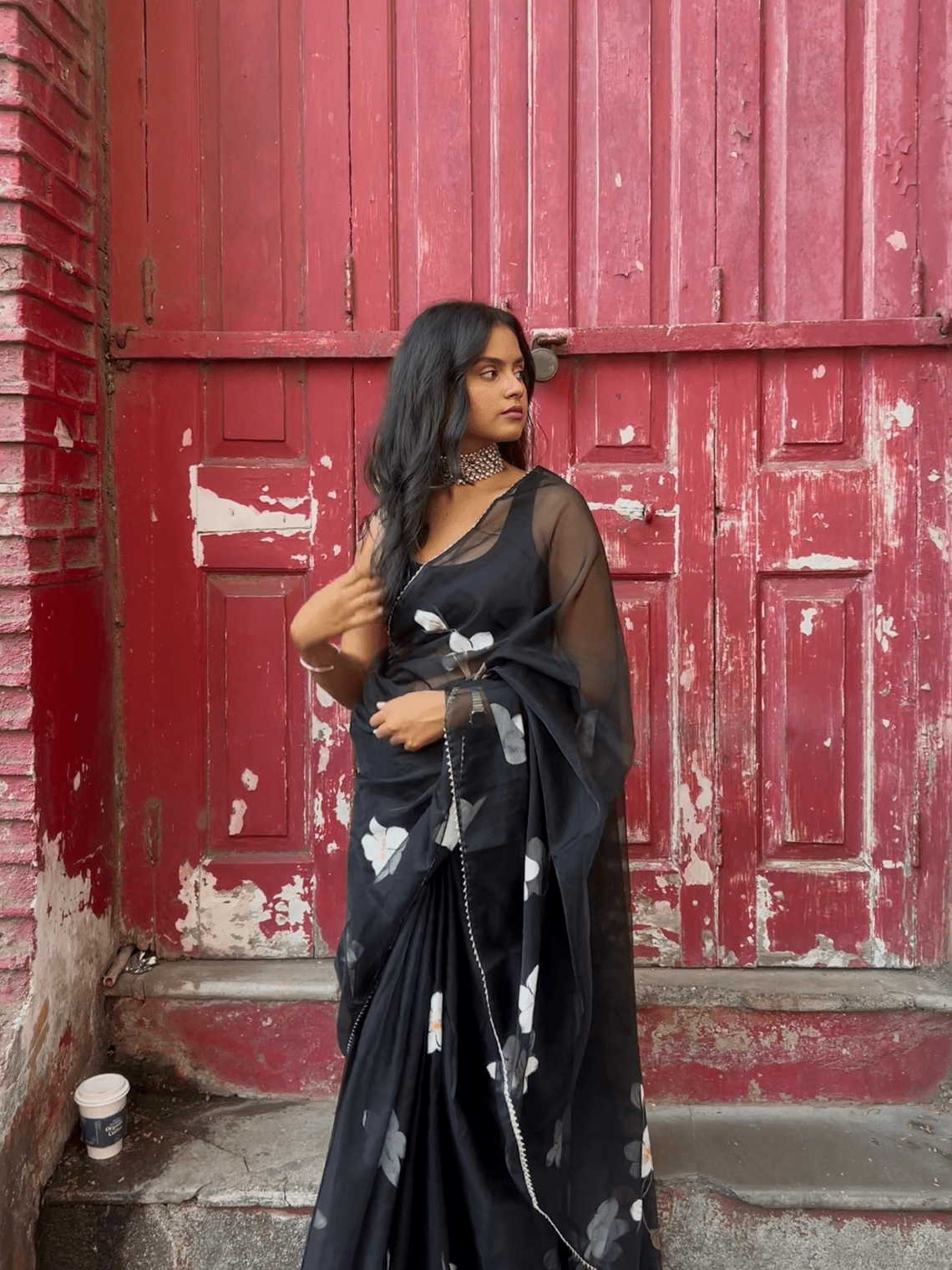 Rani Hand Painted Organza Saree - Chowkhat Lifestyle