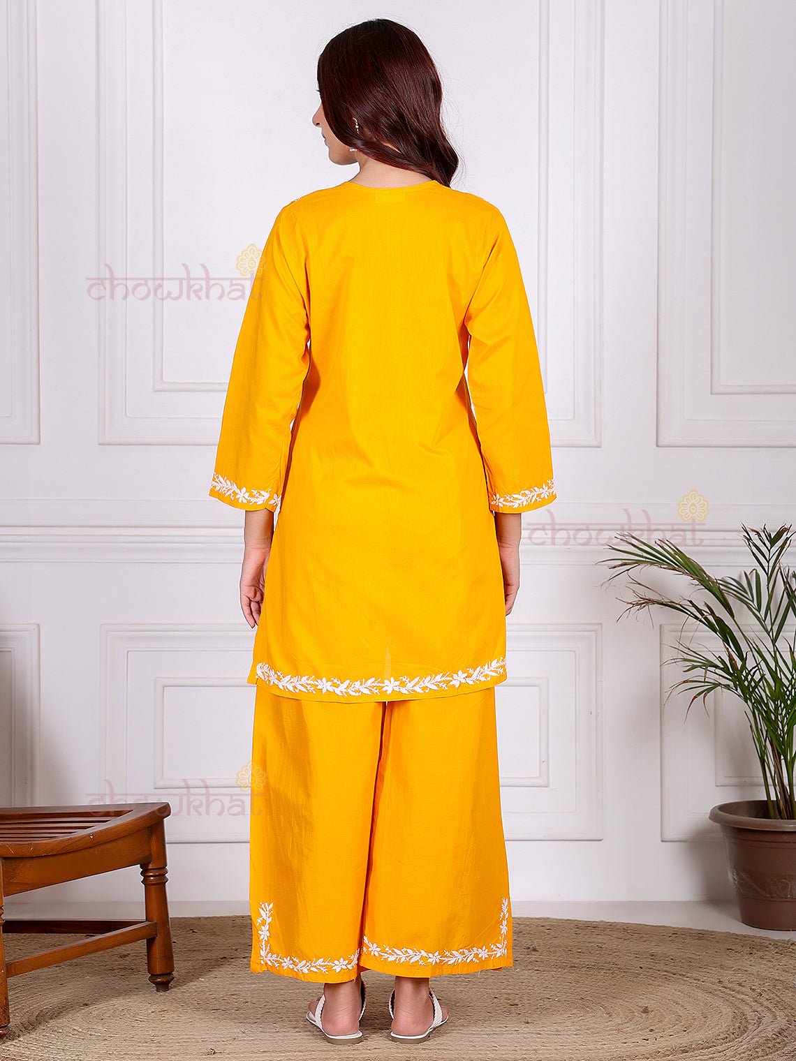 Asin Cotton Chikankari Kurti & Palazzo Set - Chowkhat Lifestyle