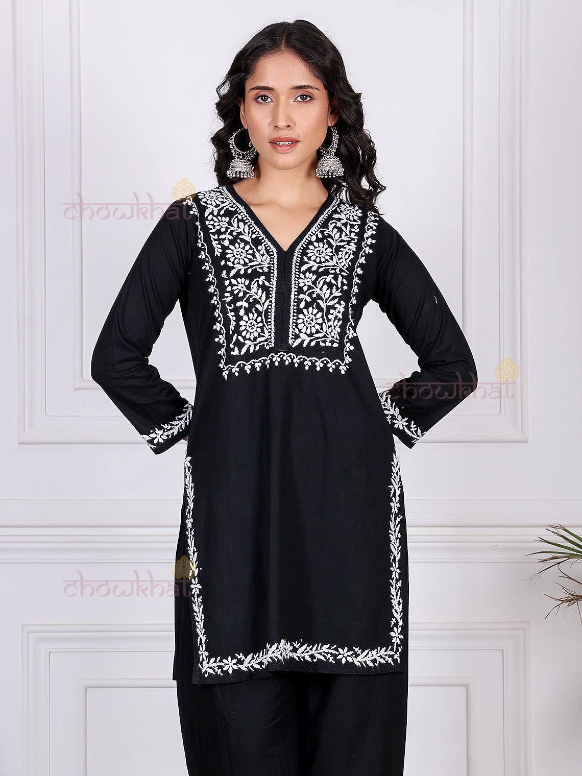 Asin Cotton Chikankari Kurti & Palazzo Set - Chowkhat Lifestyle