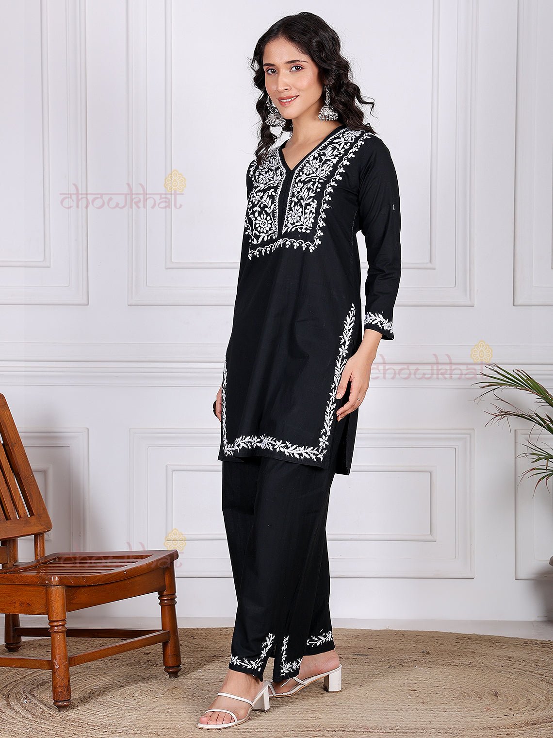 Asin Cotton Chikankari Kurti & Palazzo Set - Chowkhat Lifestyle