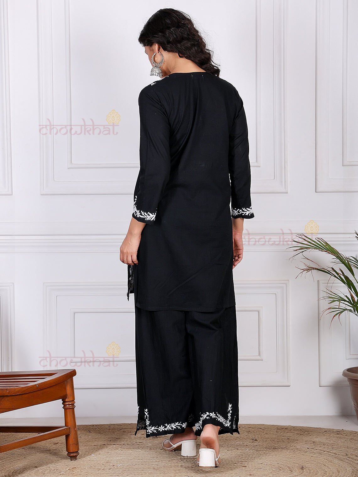 Asin Cotton Chikankari Kurti & Palazzo Set - Chowkhat Lifestyle