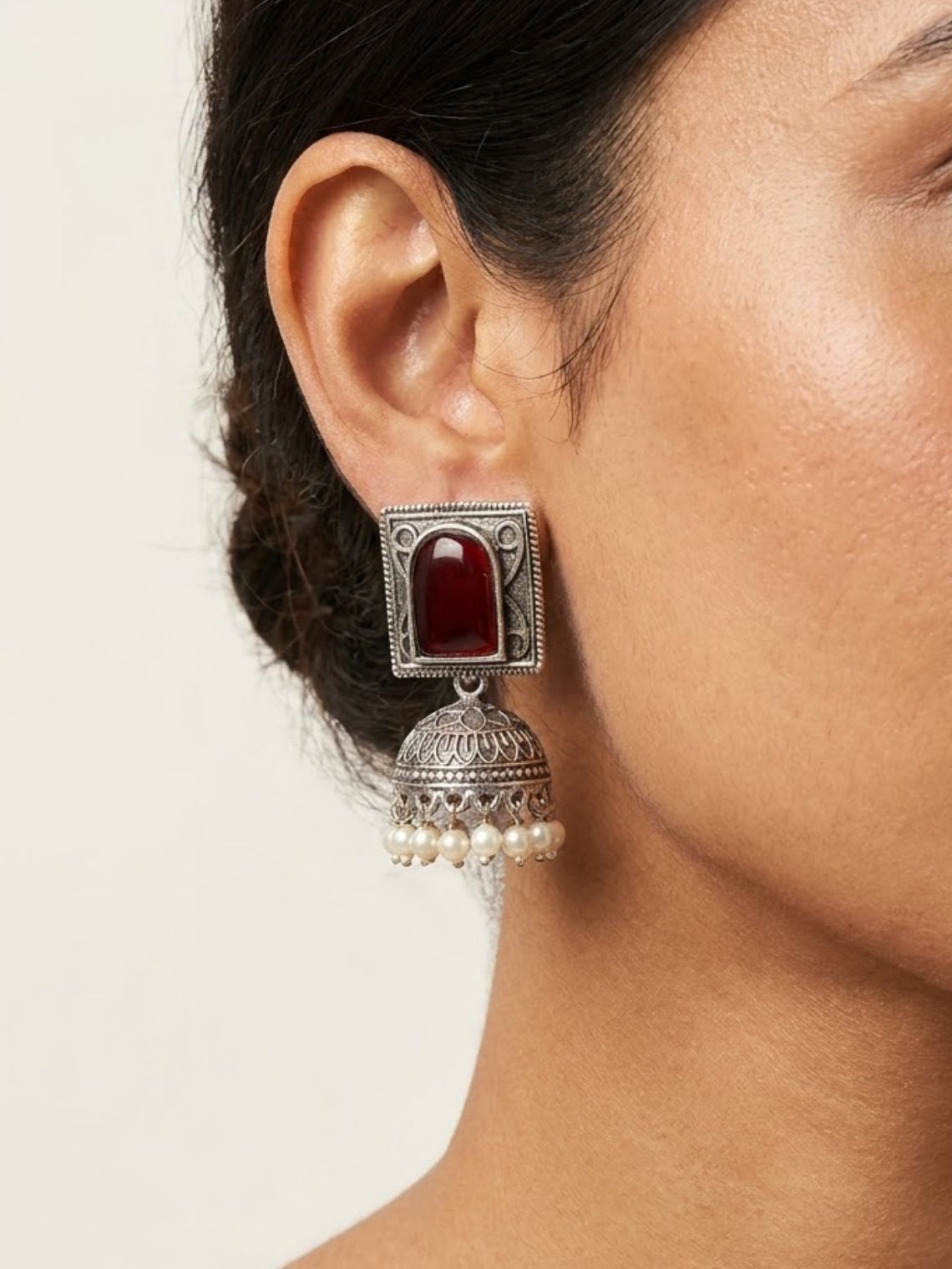 Ember Square German Silver Jhumki Earrings - Chowkhat Lifestyle