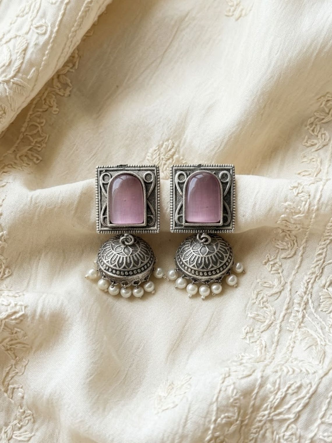 Ember Square German Silver Jhumki Earrings - Chowkhat Lifestyle