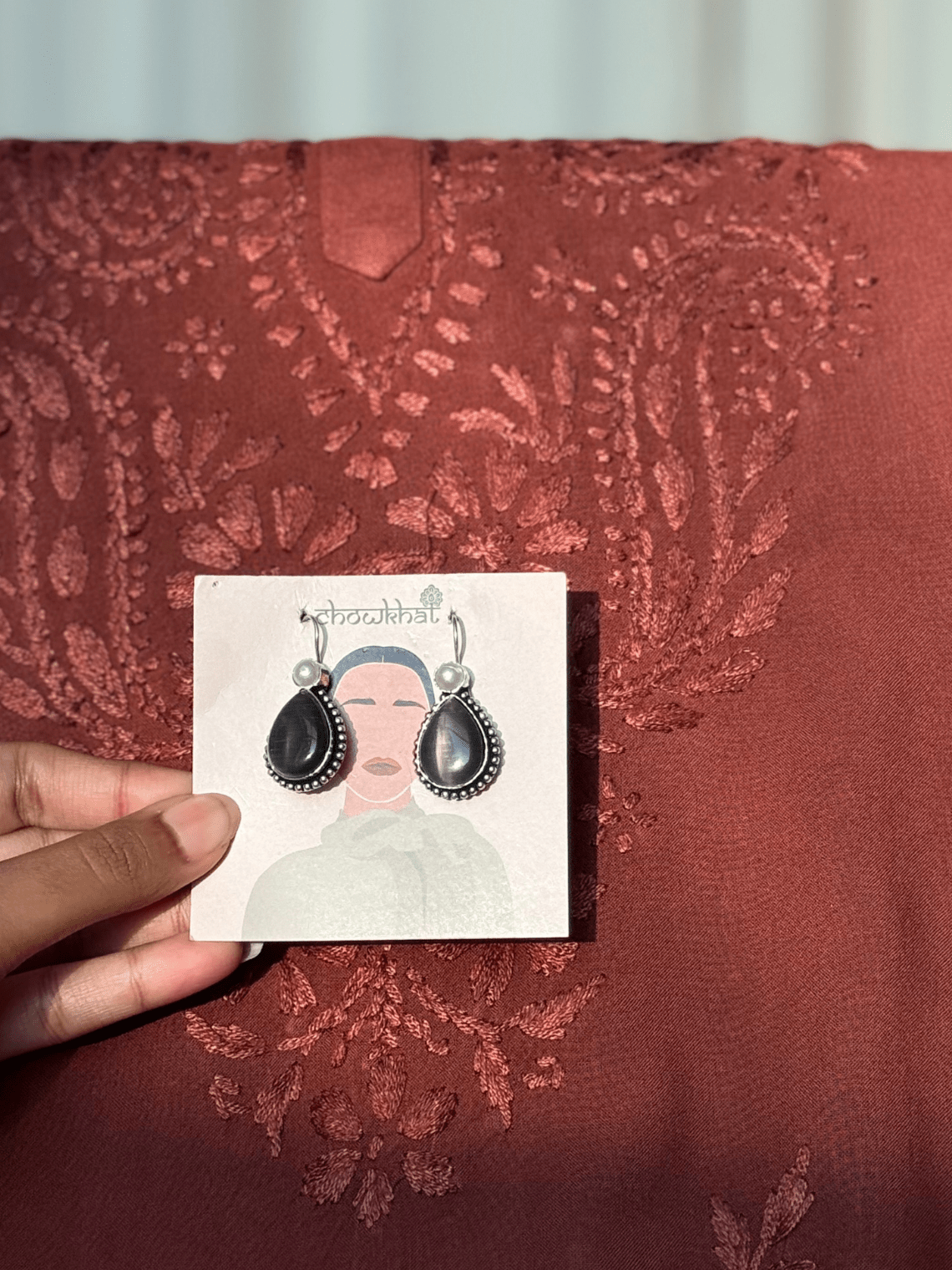 German Silver Pearl hanging Earrings - Chowkhat Lifestyle