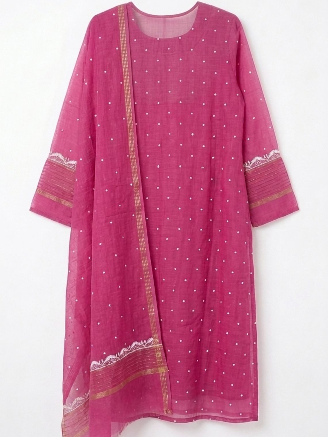 Ghazal Mul Chanderi Unstitched Chikankari & Pearl work Suit Set - Chowkhat Lifestyle