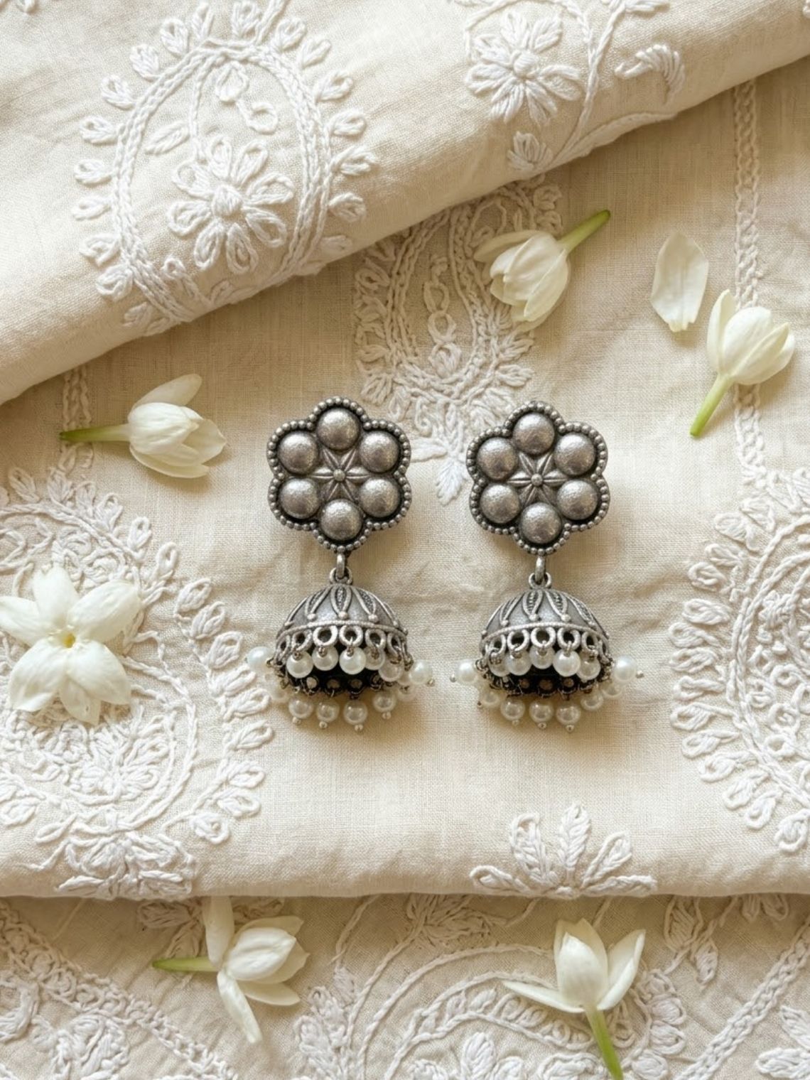Desi Flora Oxidised Earrings - Chowkhat Lifestyle