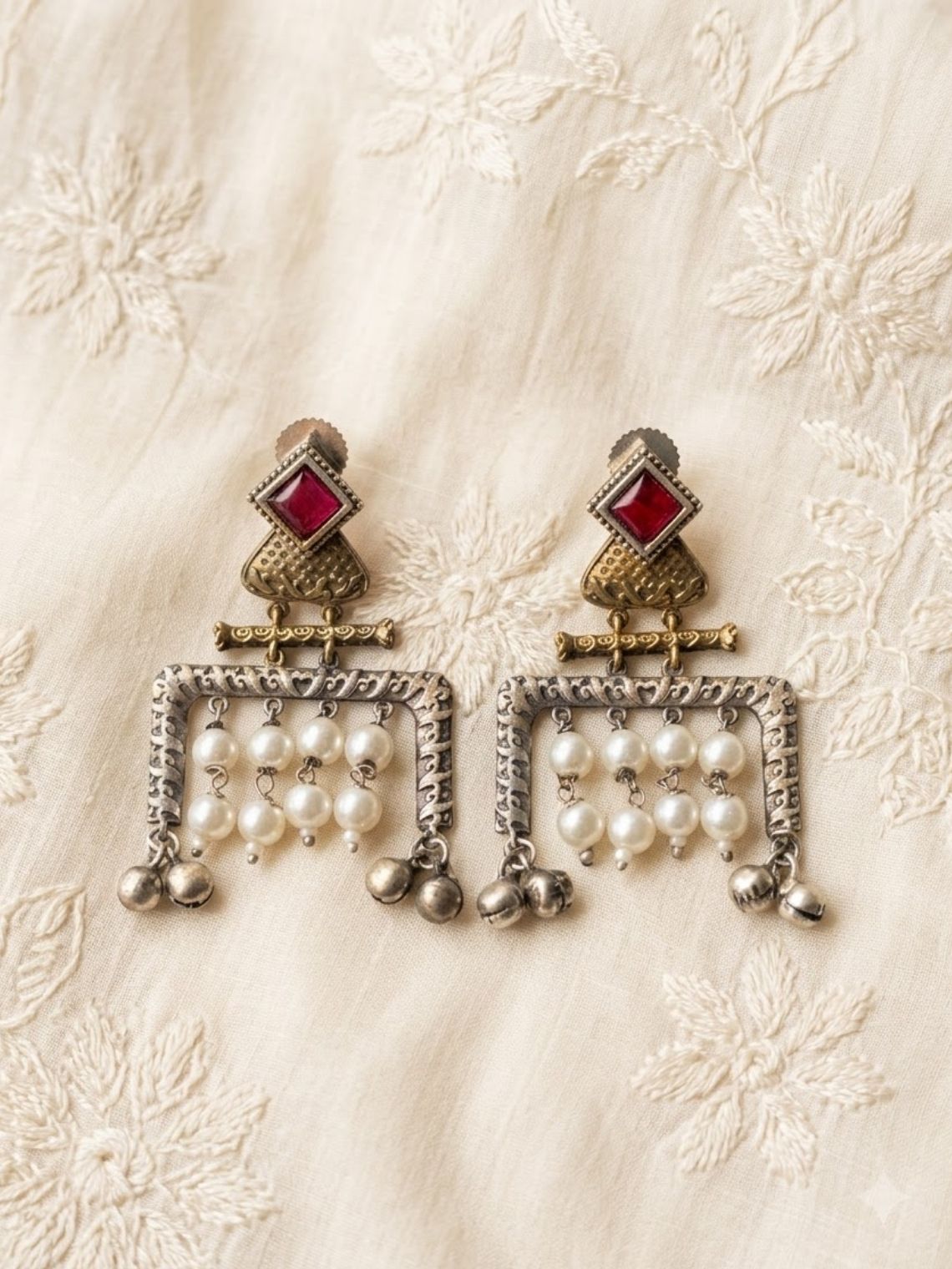 Pearl Drop German Sliver Earrings - Chowkhat Lifestyle