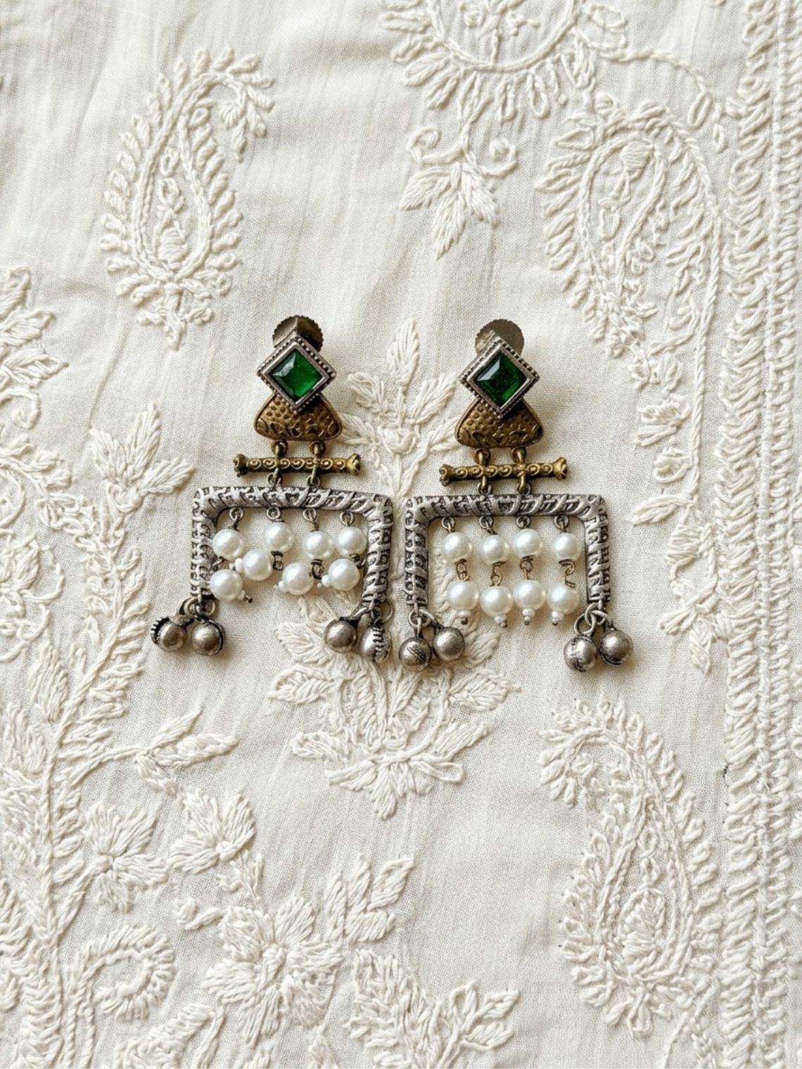 Pearl Drop German Sliver Earrings - Chowkhat Lifestyle