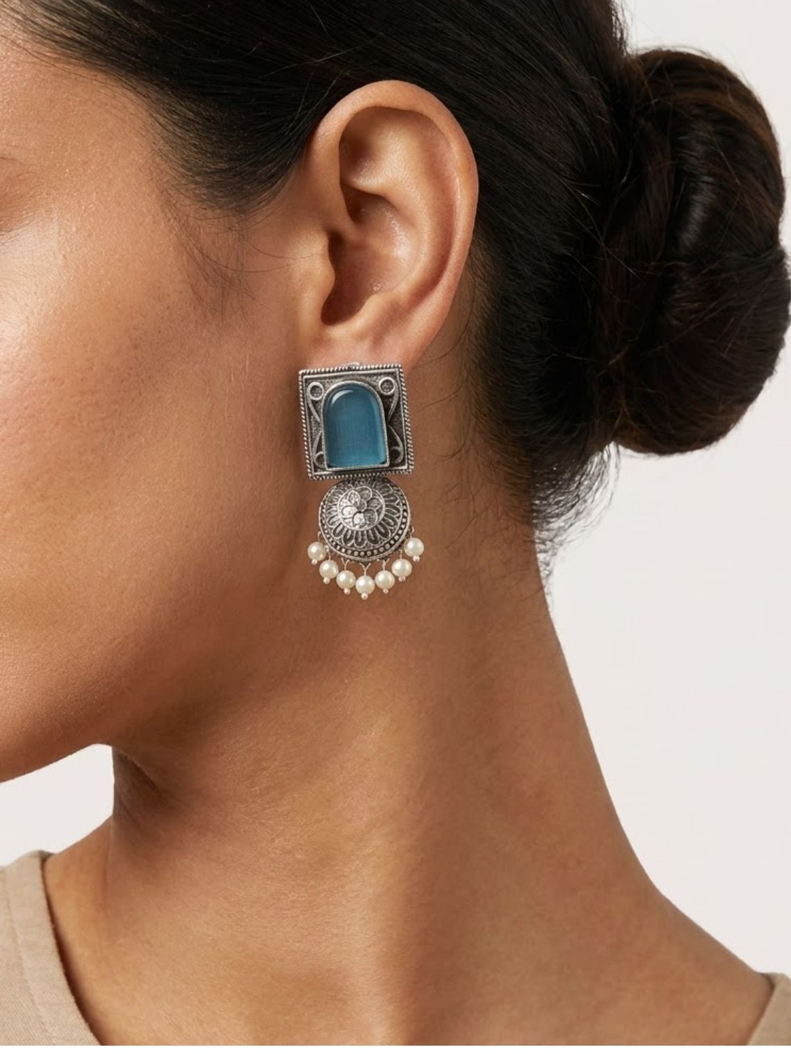 Ember Square German Silver Jhumki Earrings - Chowkhat Lifestyle
