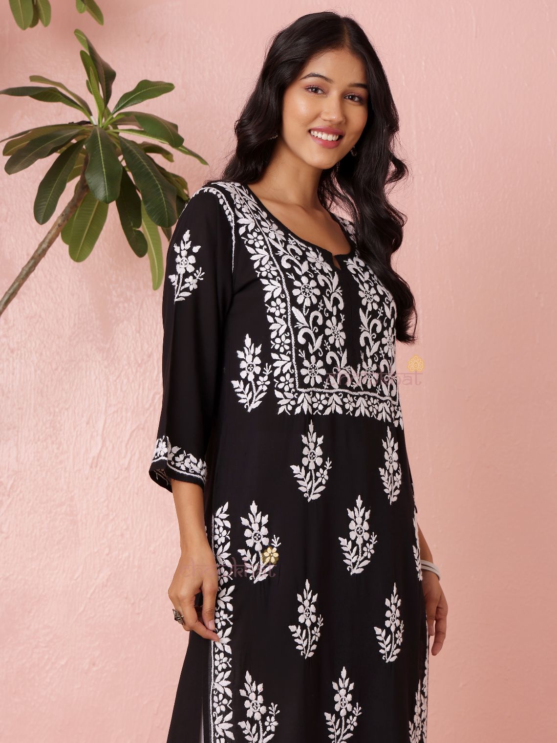 Hania Premium Modal Straight Long Chikankari Kurti