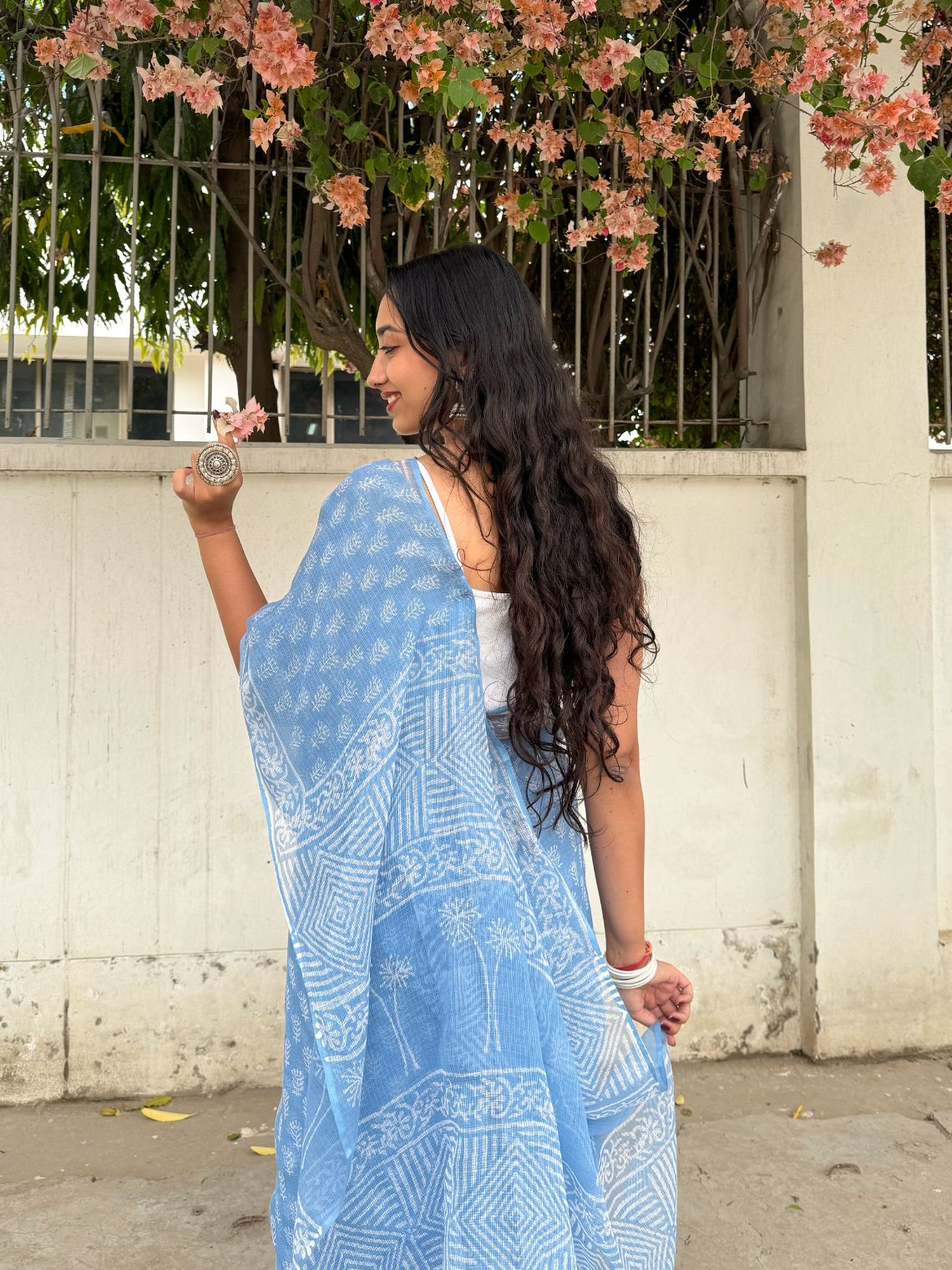 Saaya Pre - Draped Hand Block Kota Doria Saree - Chowkhat Lifestyle